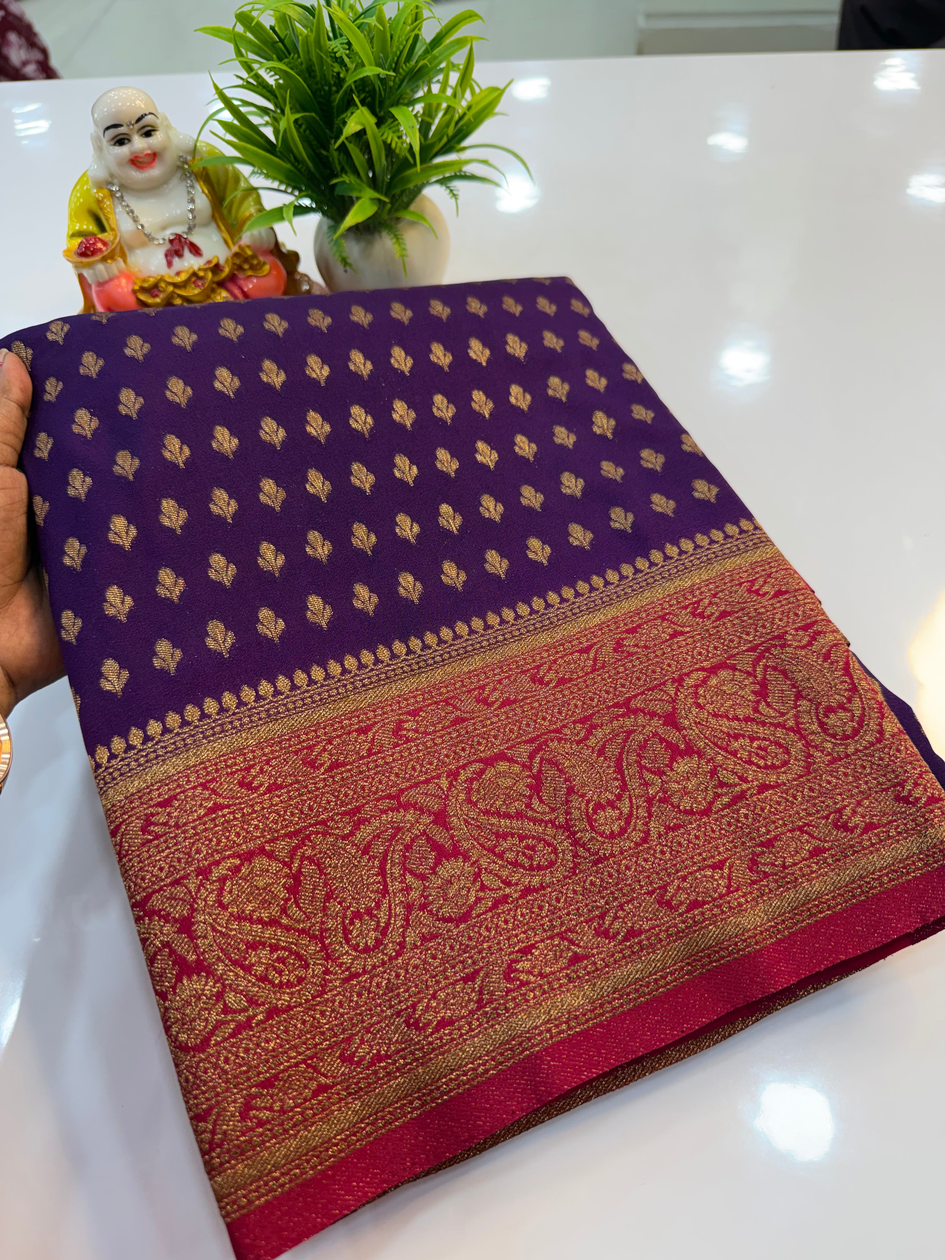 Premium Georgette Saree with Buttas | Rich Pallu & Butta Blouse