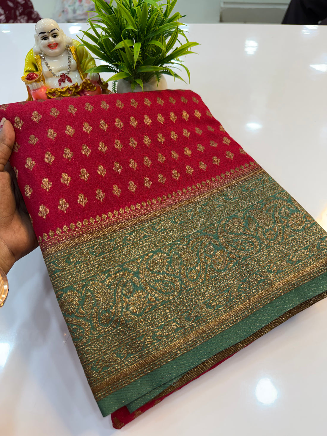 Premium Georgette Saree with Buttas | Rich Pallu & Butta Blouse