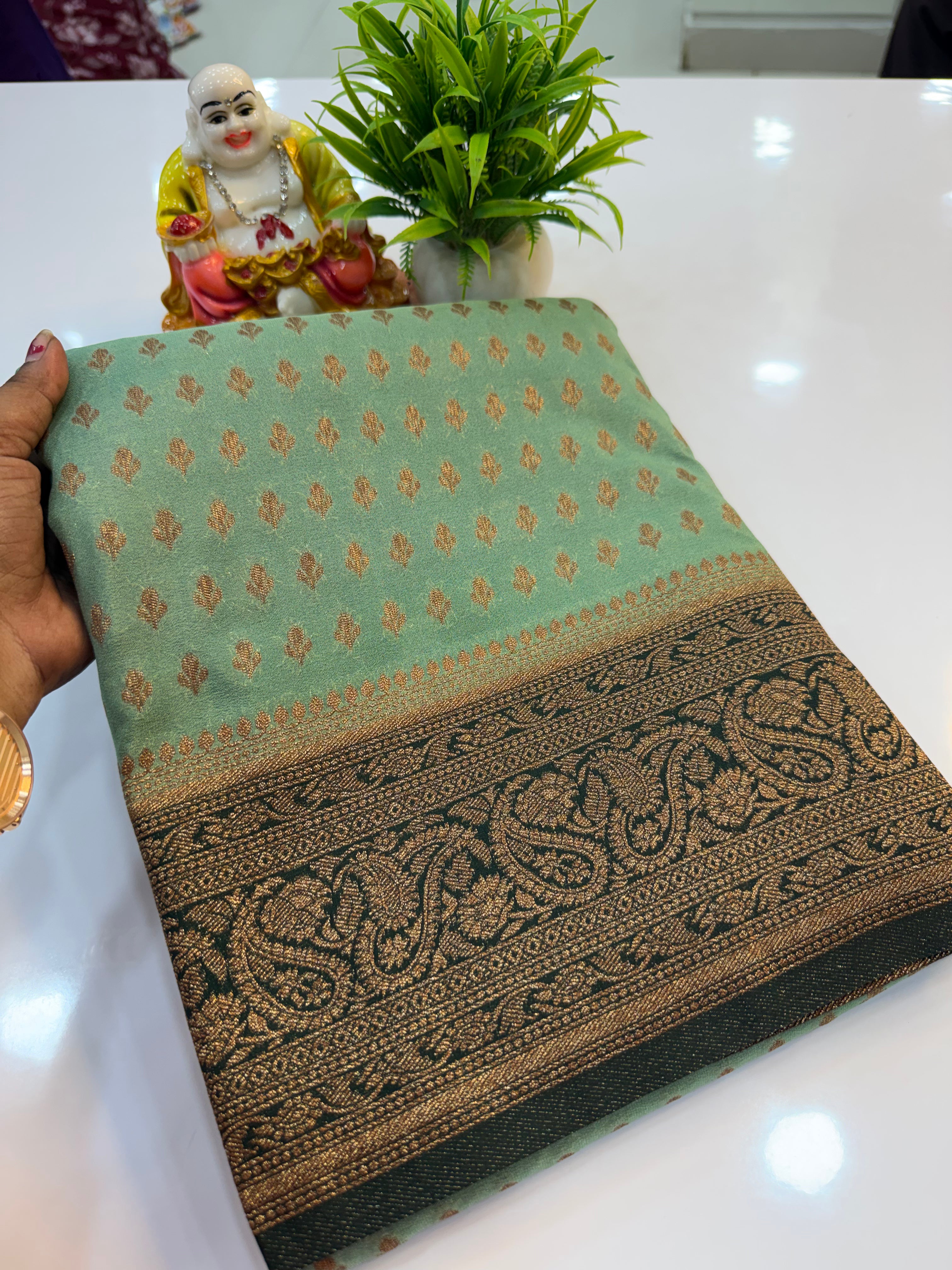 Premium Georgette Saree with Buttas | Rich Pallu & Butta Blouse