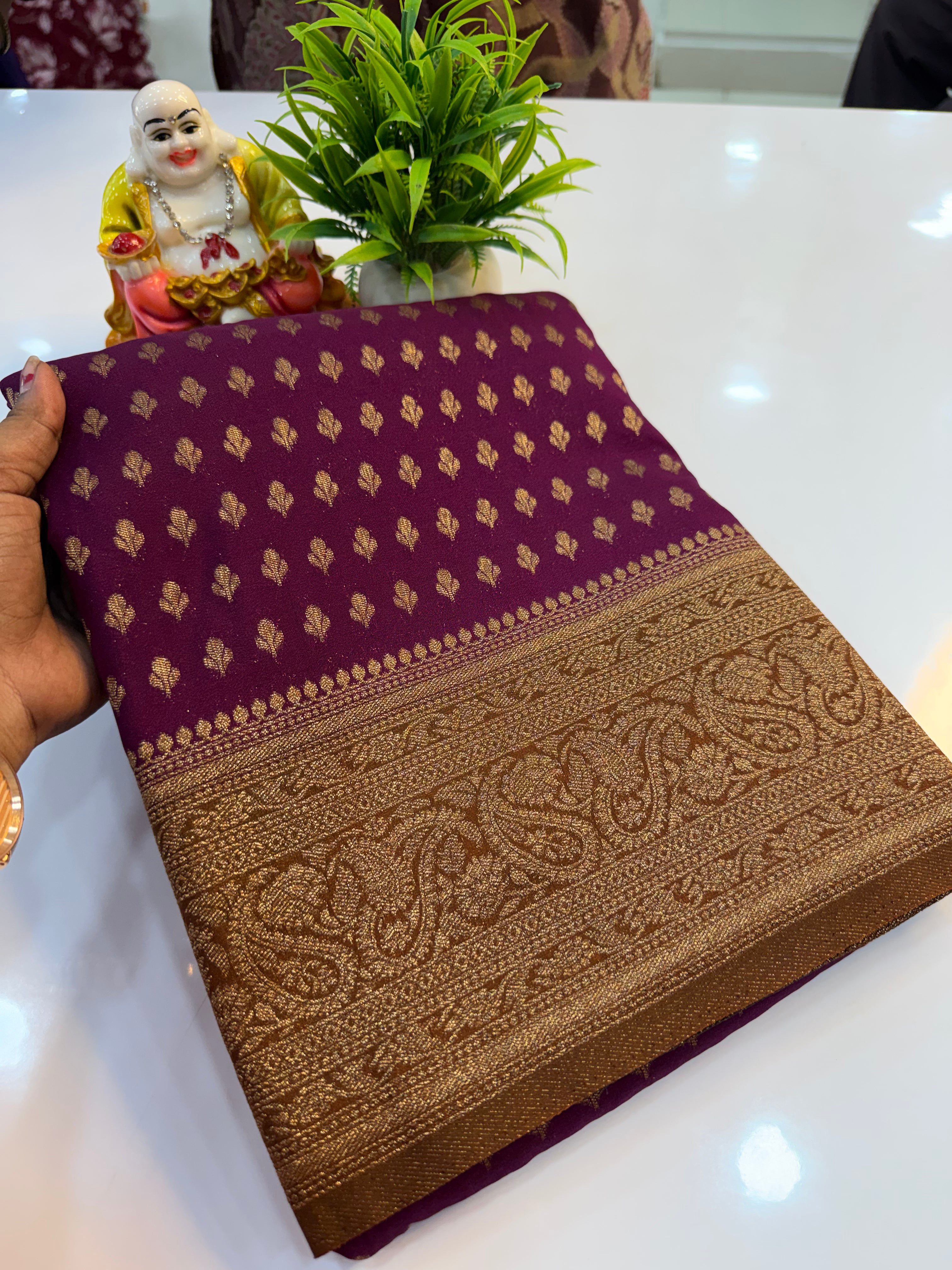 Premium Georgette Saree with Buttas | Rich Pallu & Butta Blouse