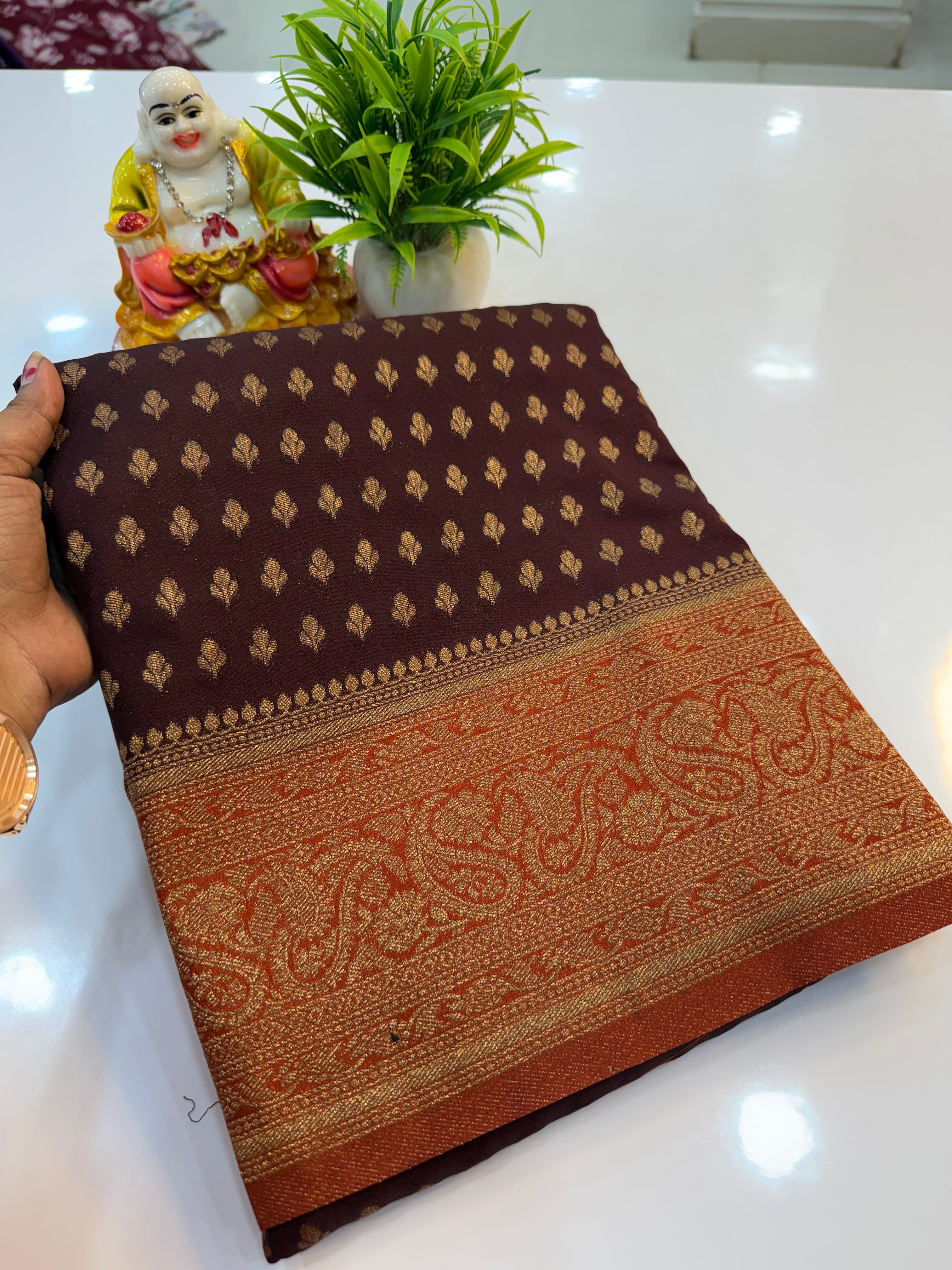 Premium Georgette Saree with Buttas | Rich Pallu & Butta Blouse
