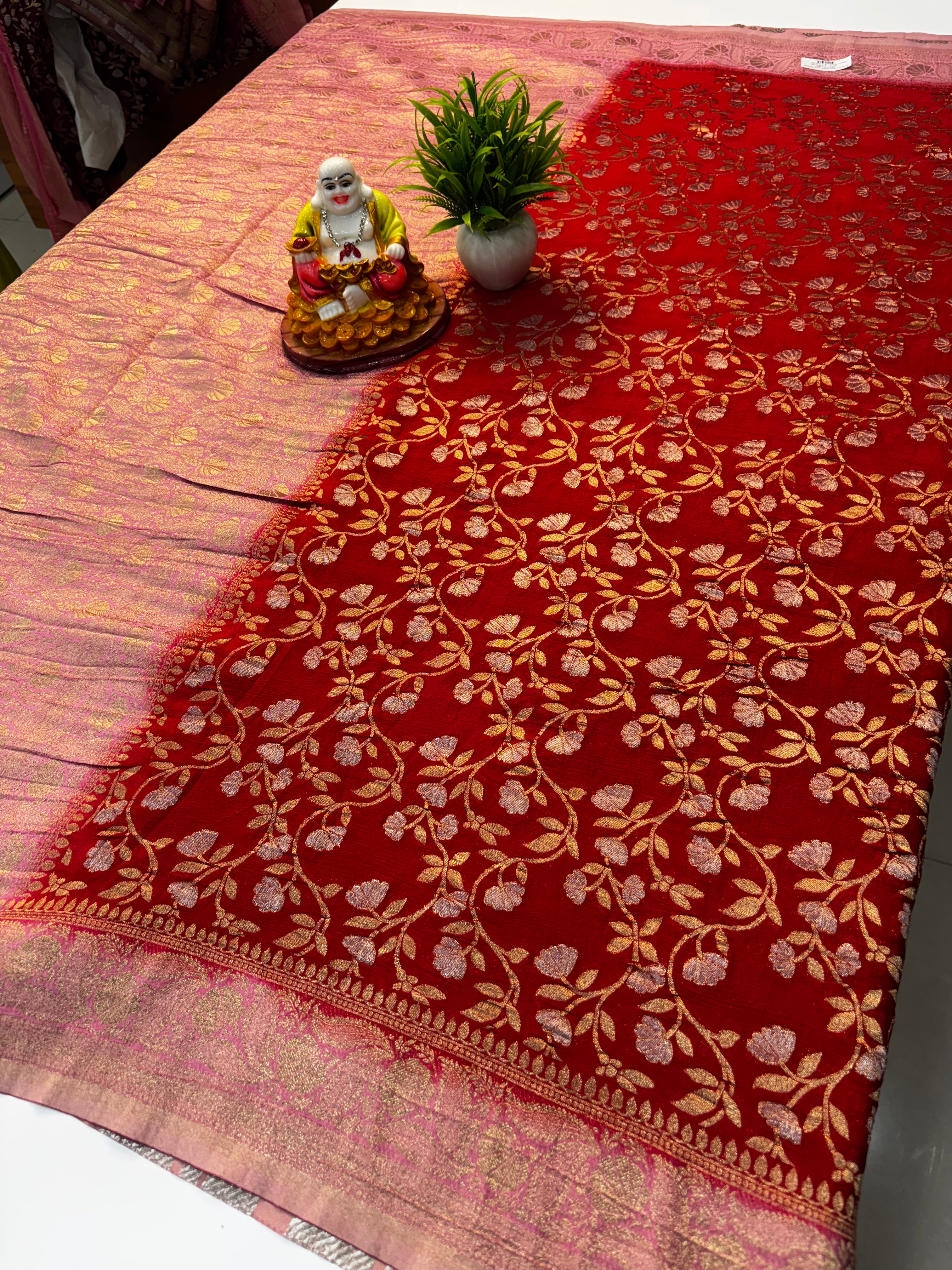 Premium Wrinkle Crepe Silk Saree with Jaal Pattern – By Padmavathi Silks and Sarees