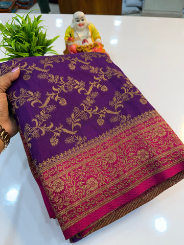 Premium Georgette Saree with Meenakari Pattern & Premium Coco Zari | Padmavathi Silks and Sarees