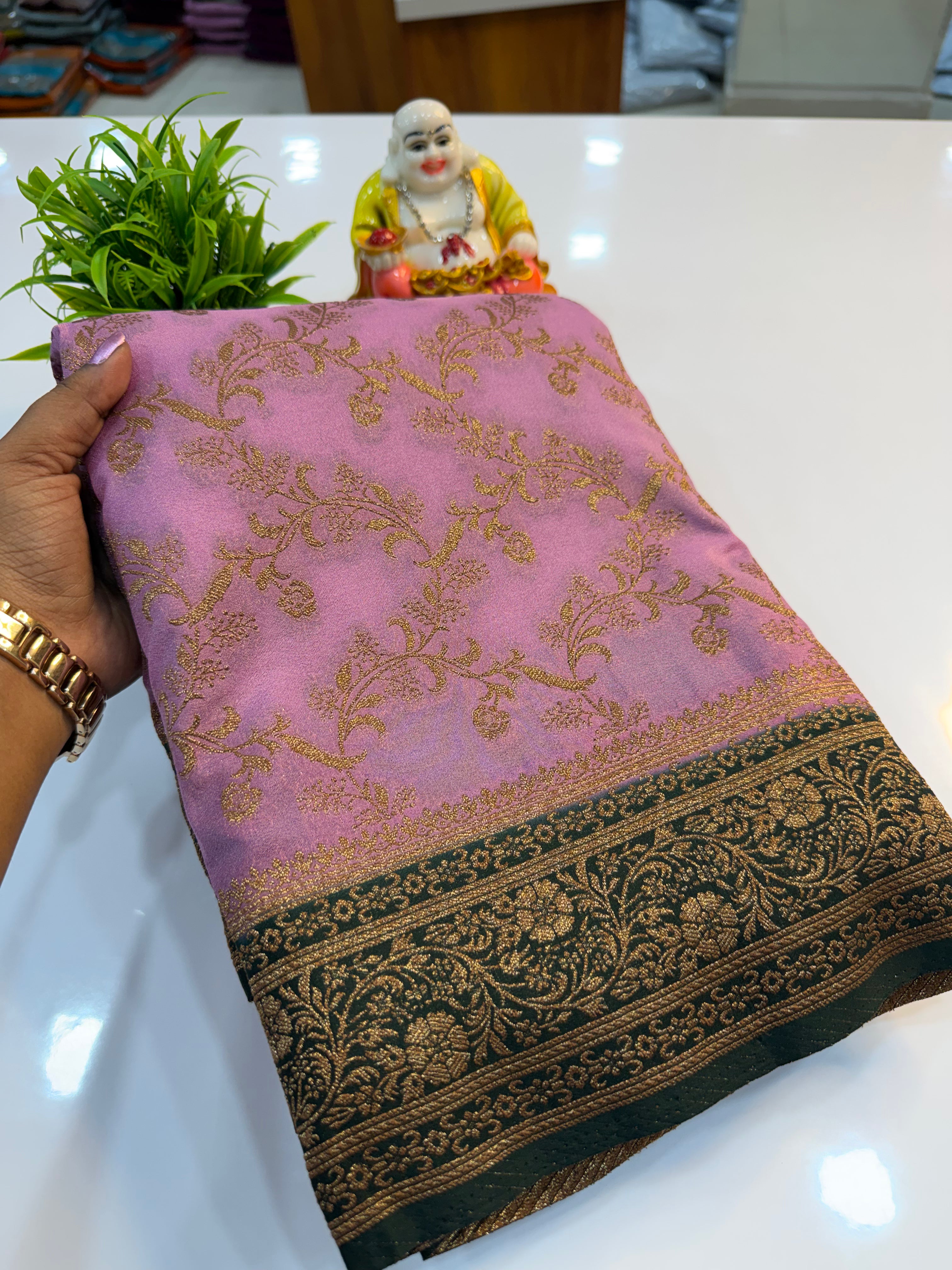 Premium Georgette Saree with Meenakari Pattern & Premium Coco Zari | Padmavathi Silks and Sarees