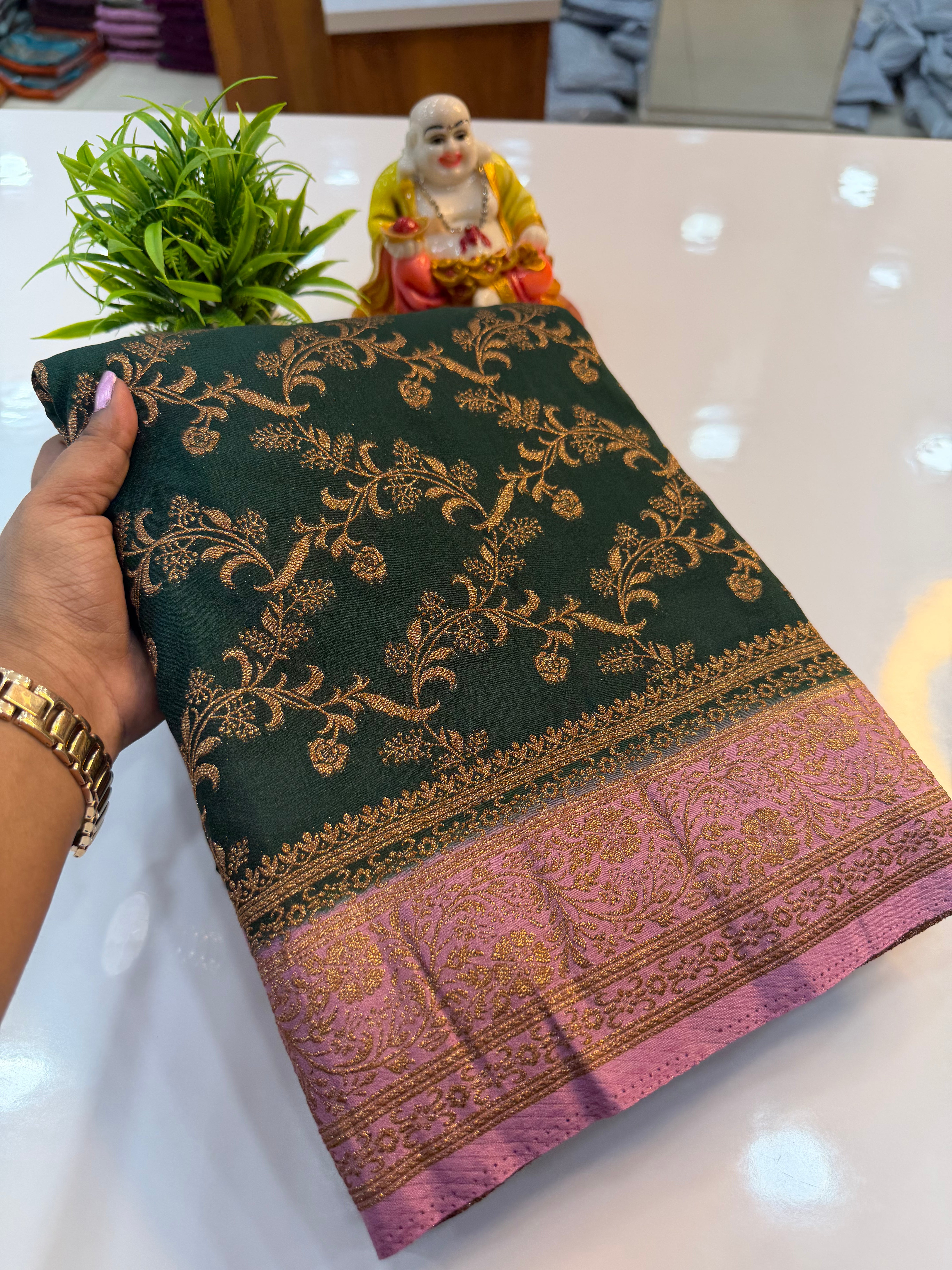 Premium Georgette Saree with Meenakari Pattern & Premium Coco Zari | Padmavathi Silks and Sarees