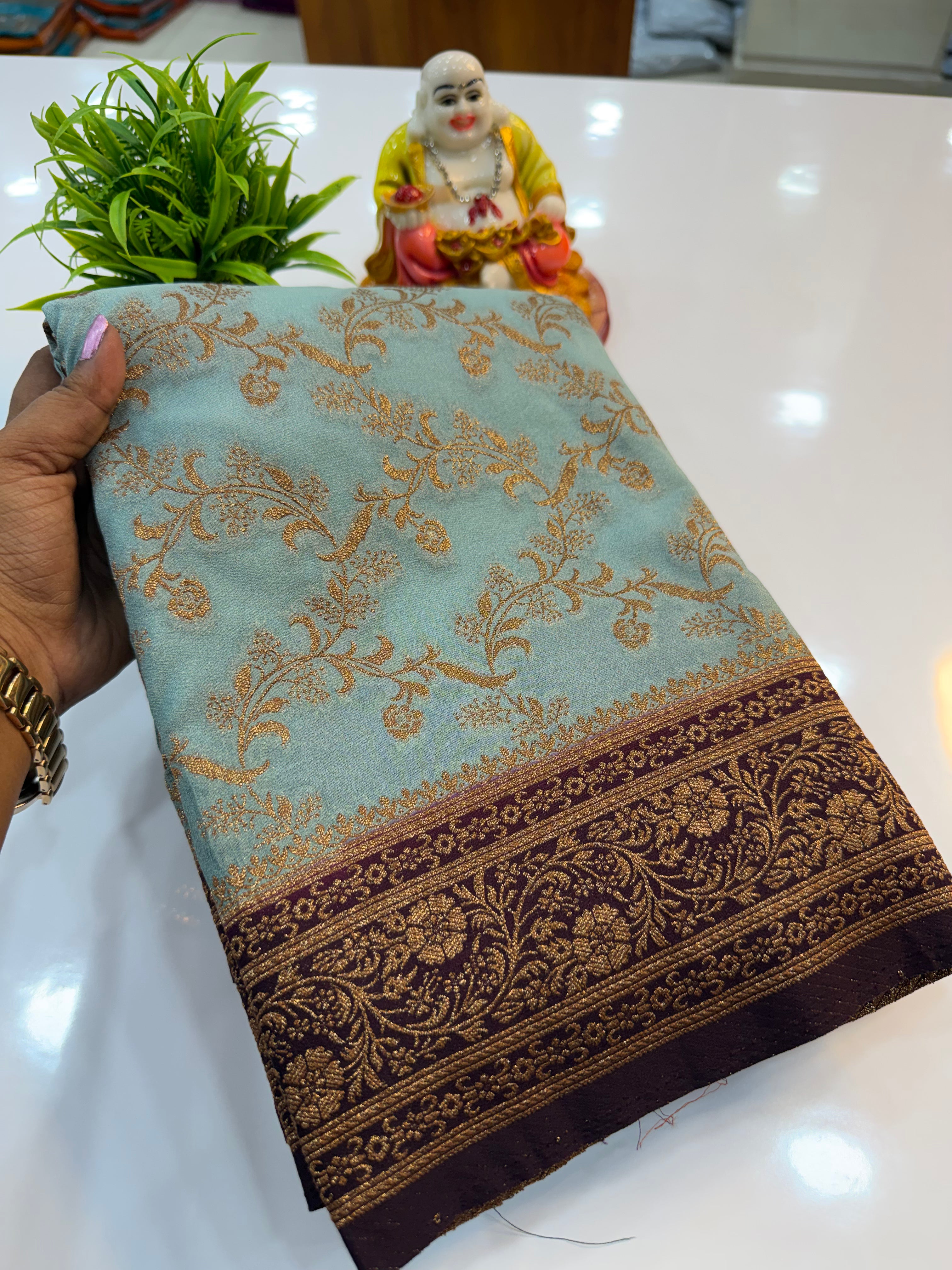 Premium Georgette Saree with Meenakari Pattern & Premium Coco Zari | Padmavathi Silks and Sarees