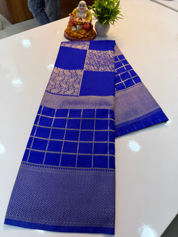 Premium Georgette Saree with Checks Pattern & Rich Pallu | Padmavathi Silks and Sarees