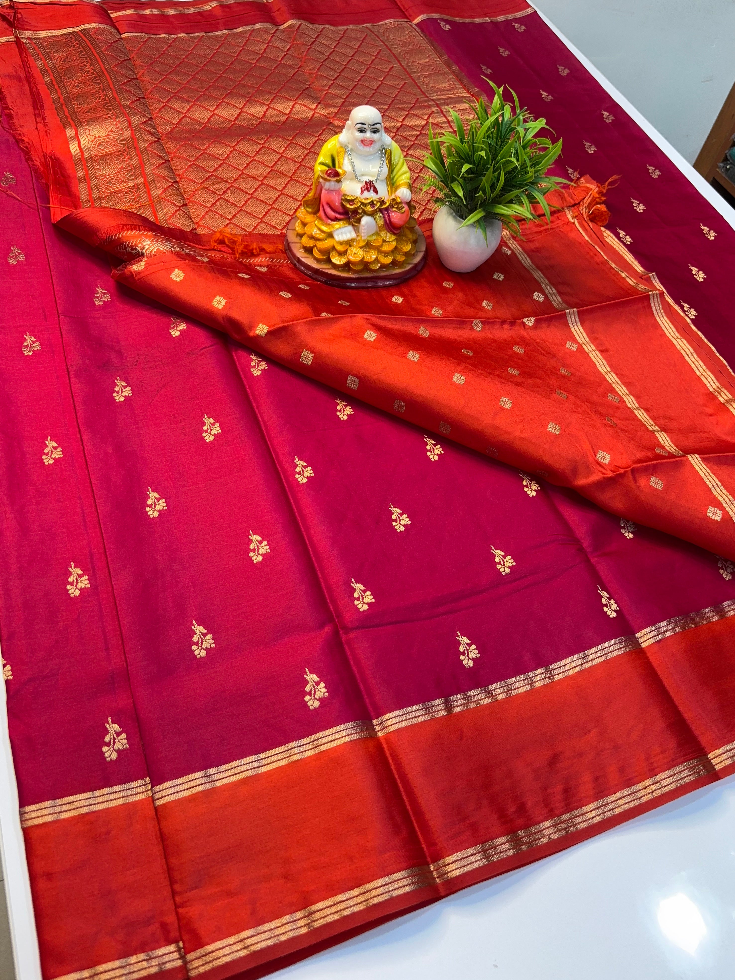 Premium Gajji Silk Saree with Butta Blouse & Rich Pallu