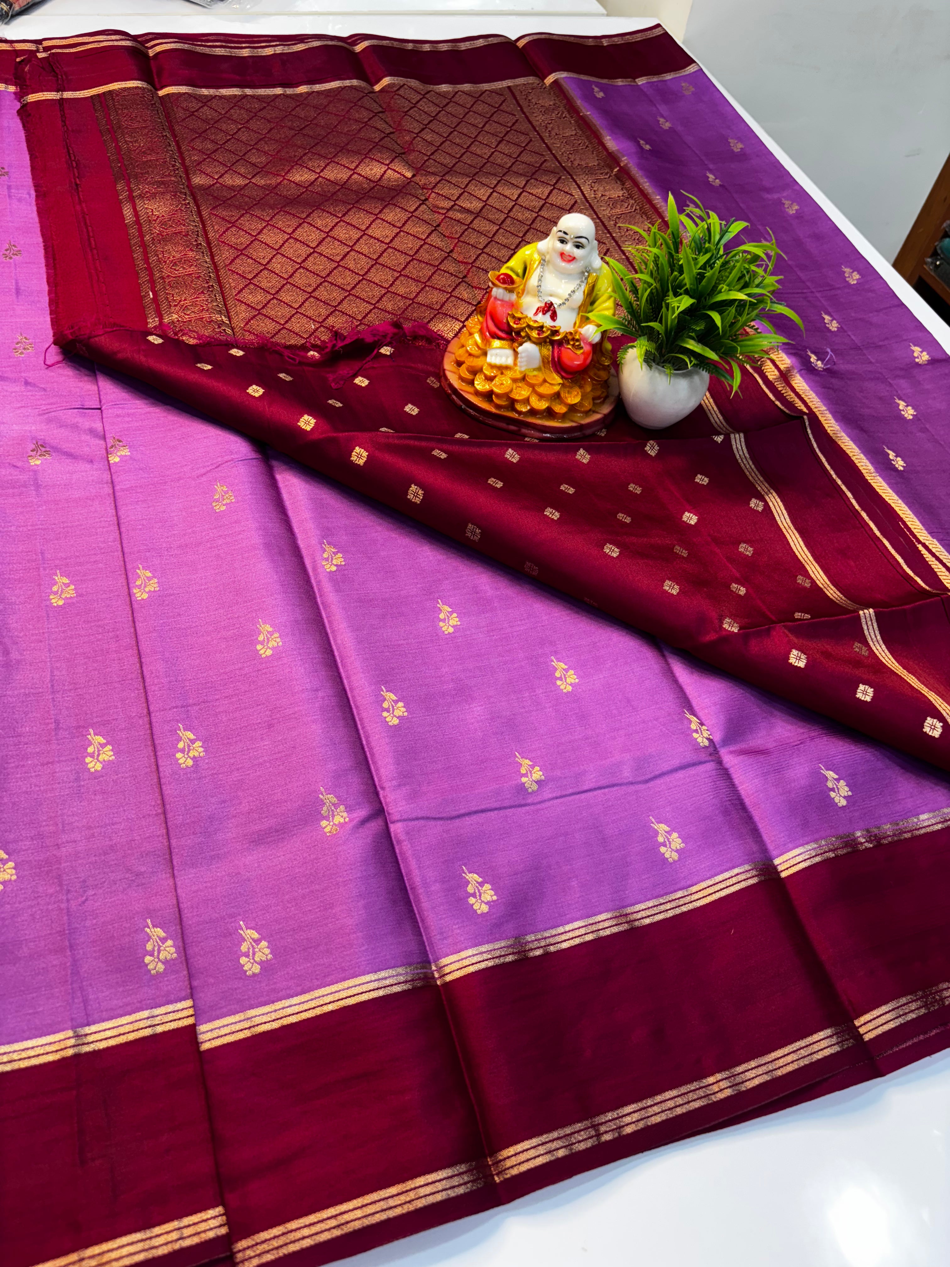 Premium Gajji Silk Saree with Butta Blouse & Rich Pallu