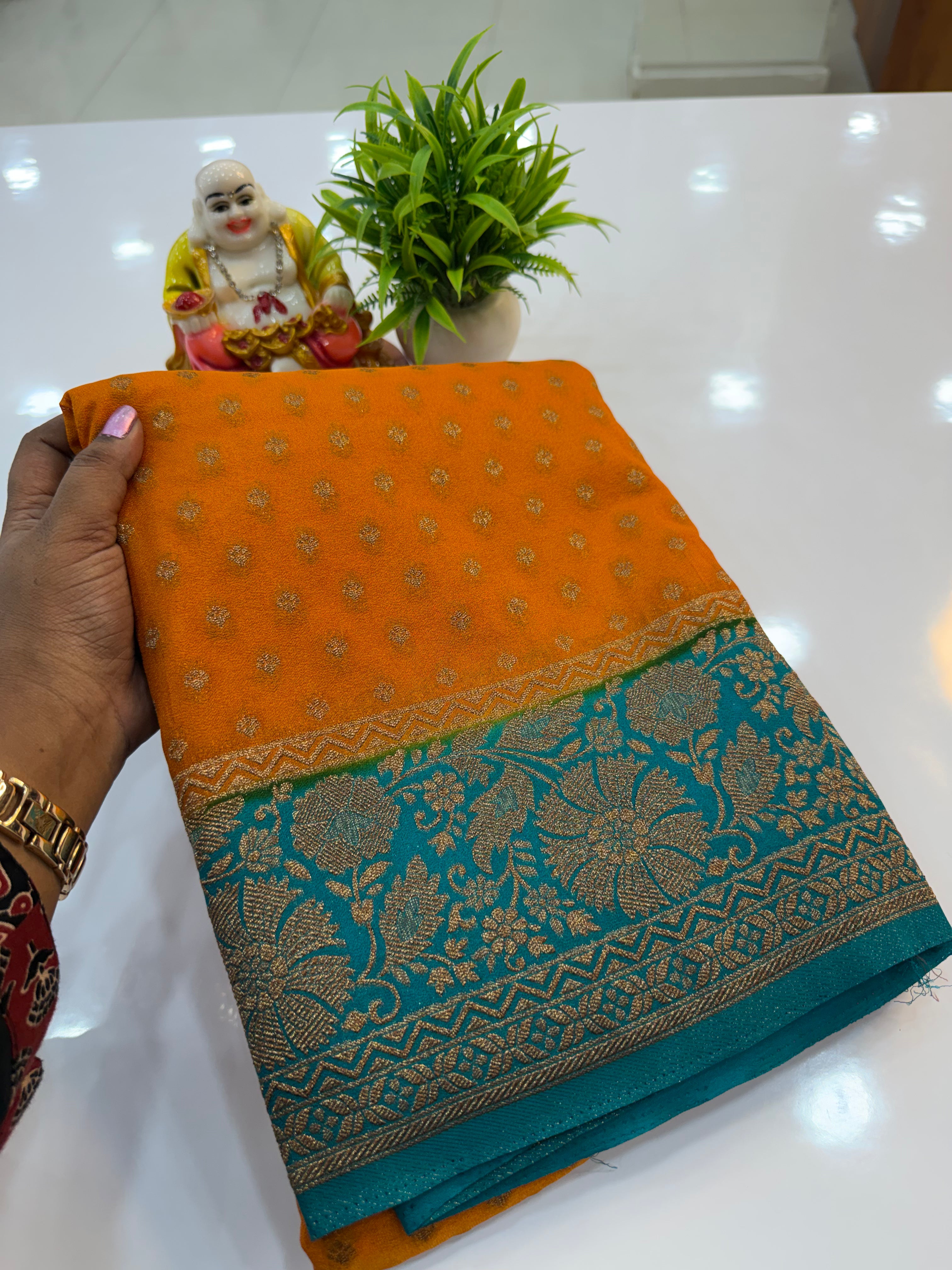 premium georgette saree with buttas with rich pallu need shopify made from padmavathi silks nad sarees