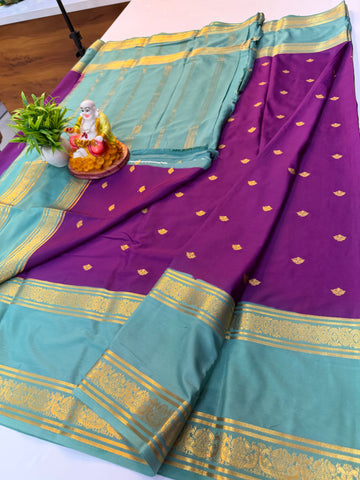 Premium Mysore Crepe Silk Saree with Buttas & Peacock Bentex Border