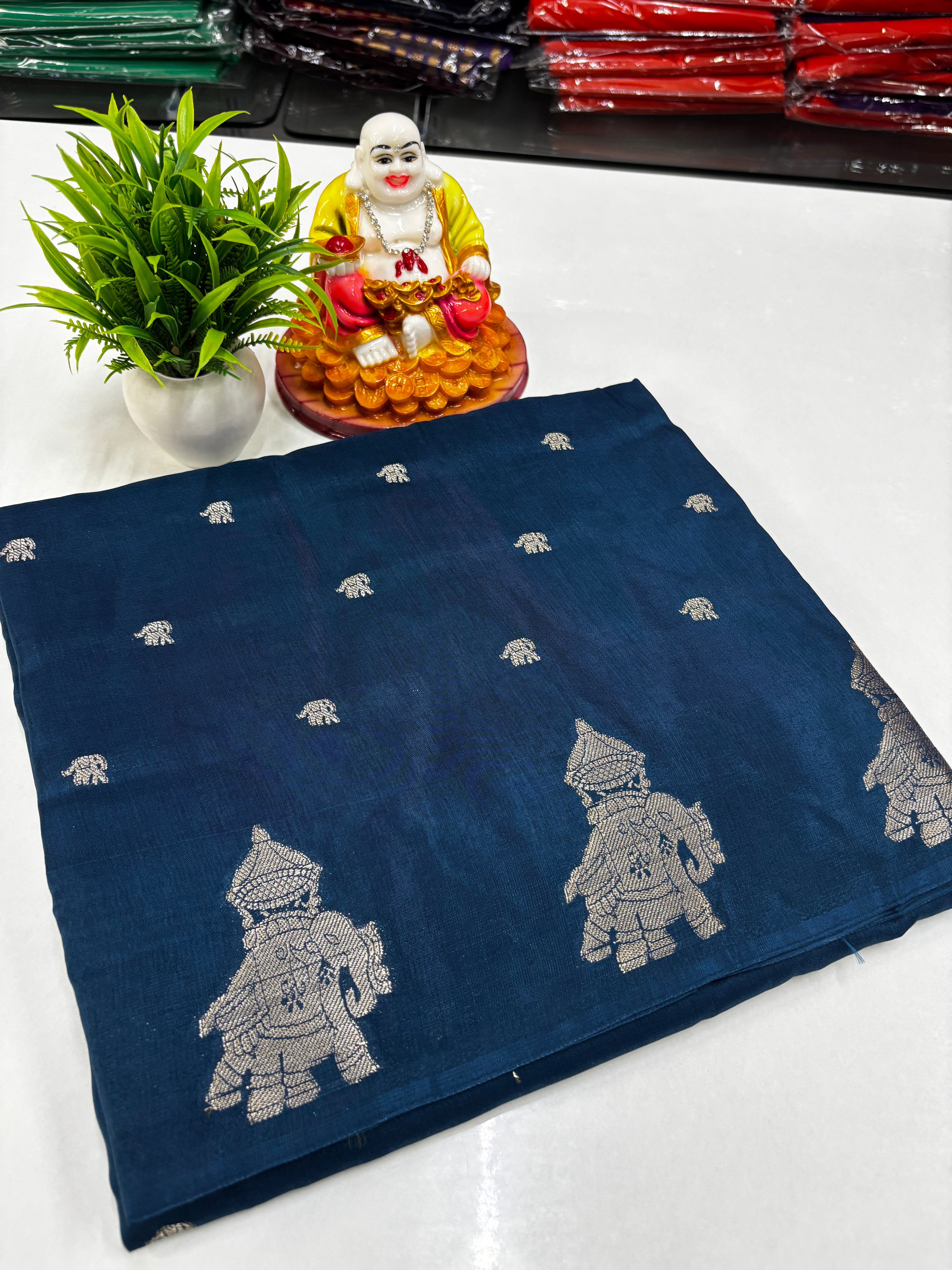 Premium Viscose Saree with Elegant Elephant Theme