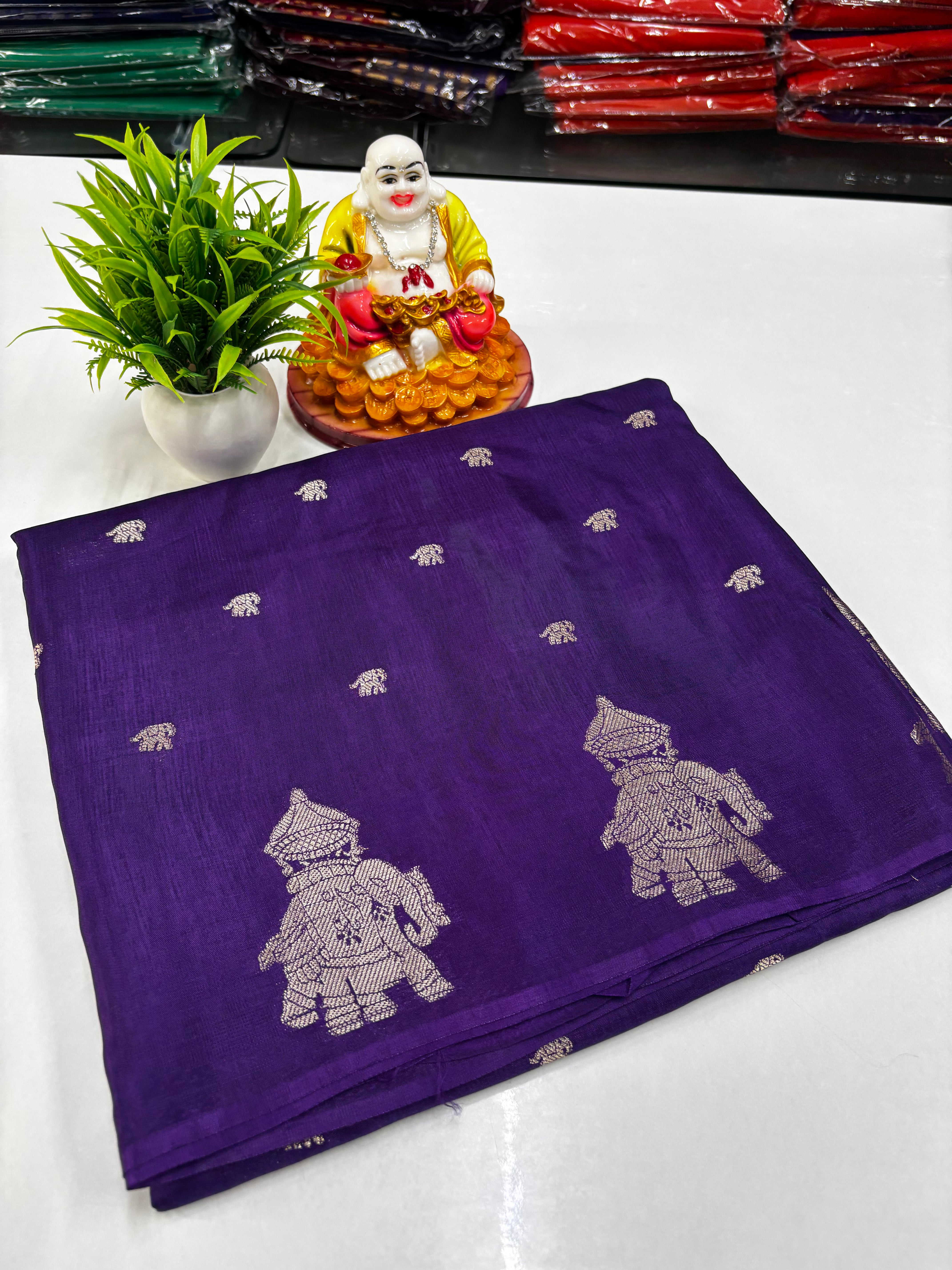 Premium Viscose Saree with Elegant Elephant Theme