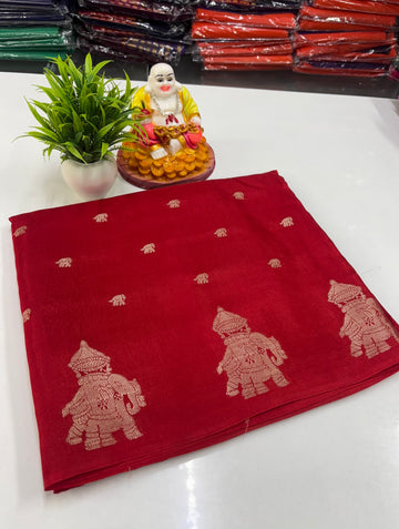 Premium Viscose Saree with Elegant Elephant Theme