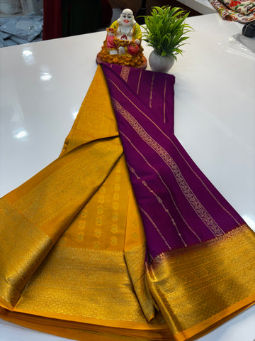 premium mysore crape silk with rich pallu and butta blouse