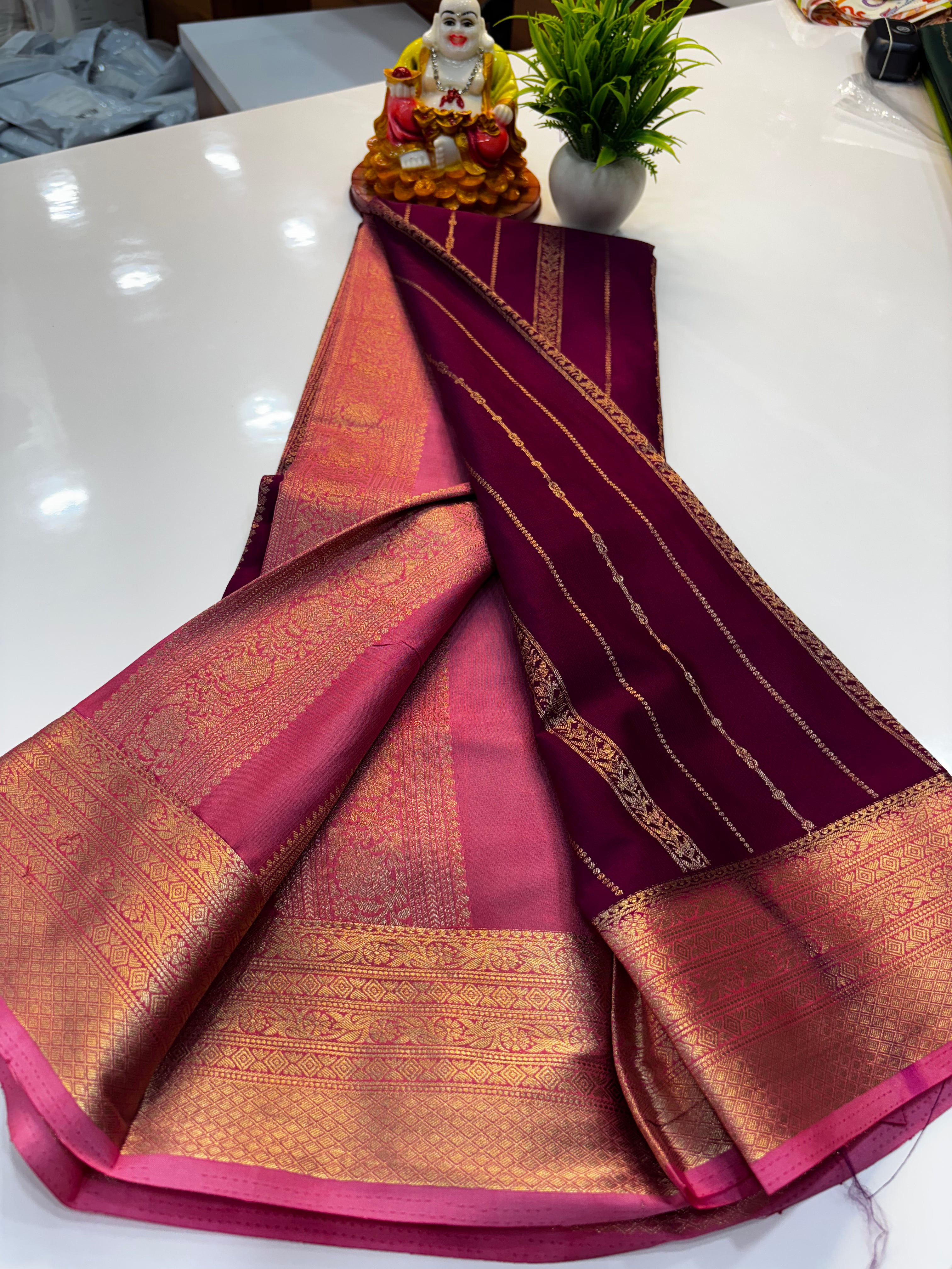 premium mysore crape silk with rich pallu and butta blouse