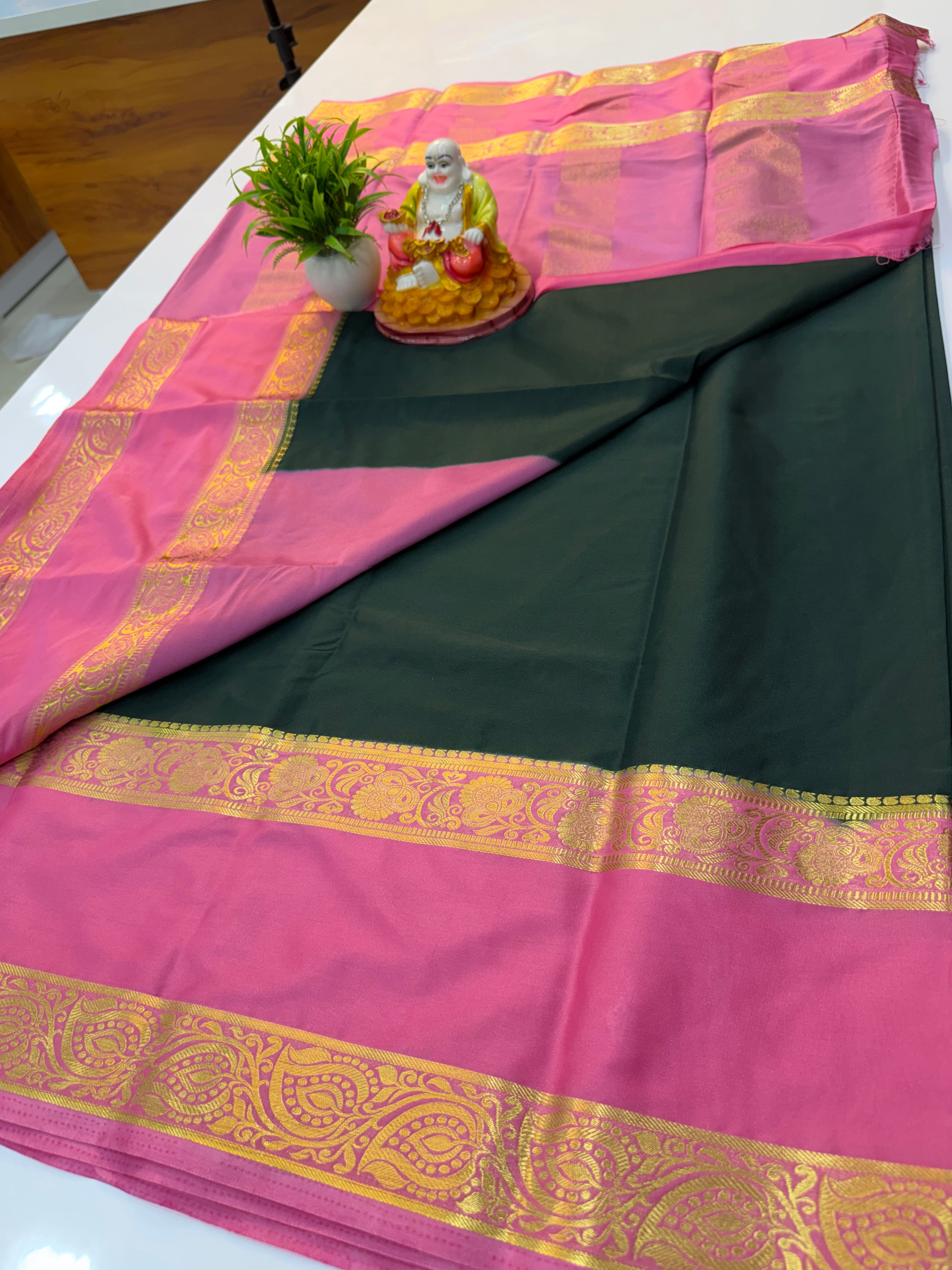 Premium Mysore Crepe Silk Saree with Beautiful Bentex Border