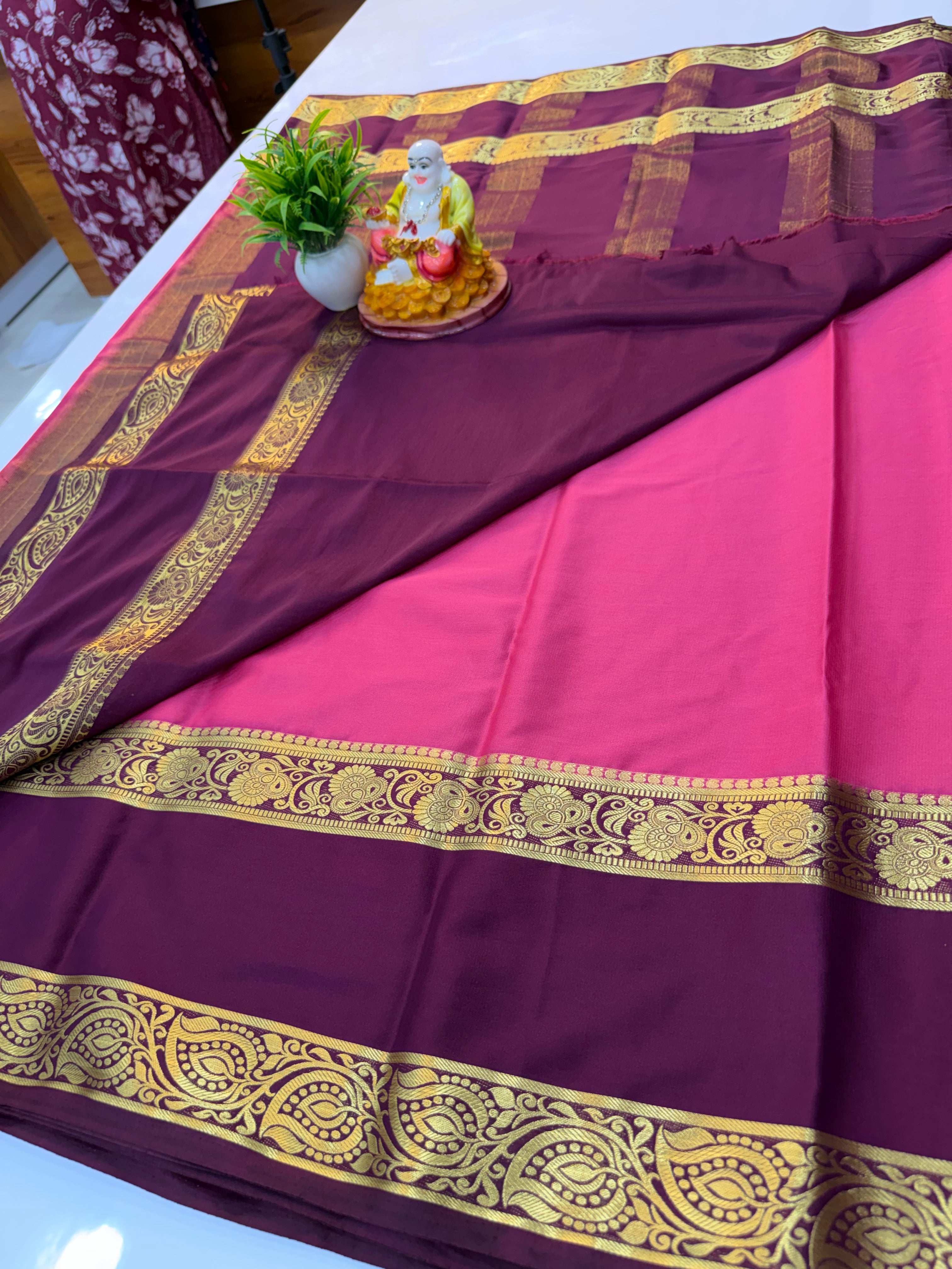 Premium Mysore Crepe Silk Saree with Beautiful Bentex Border