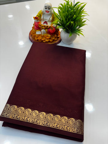 Mysore Crepe Silk Saree with Small Mango Border by Padmavathi Silks and Sarees