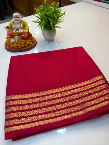 Premium Mysore Crepe Silk Saree with Beautiful Mango Border & Chit Pallu