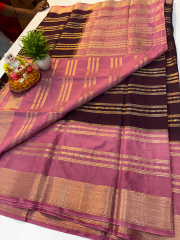 🌸 Premium Chiffon Saree with Elegant Stripes