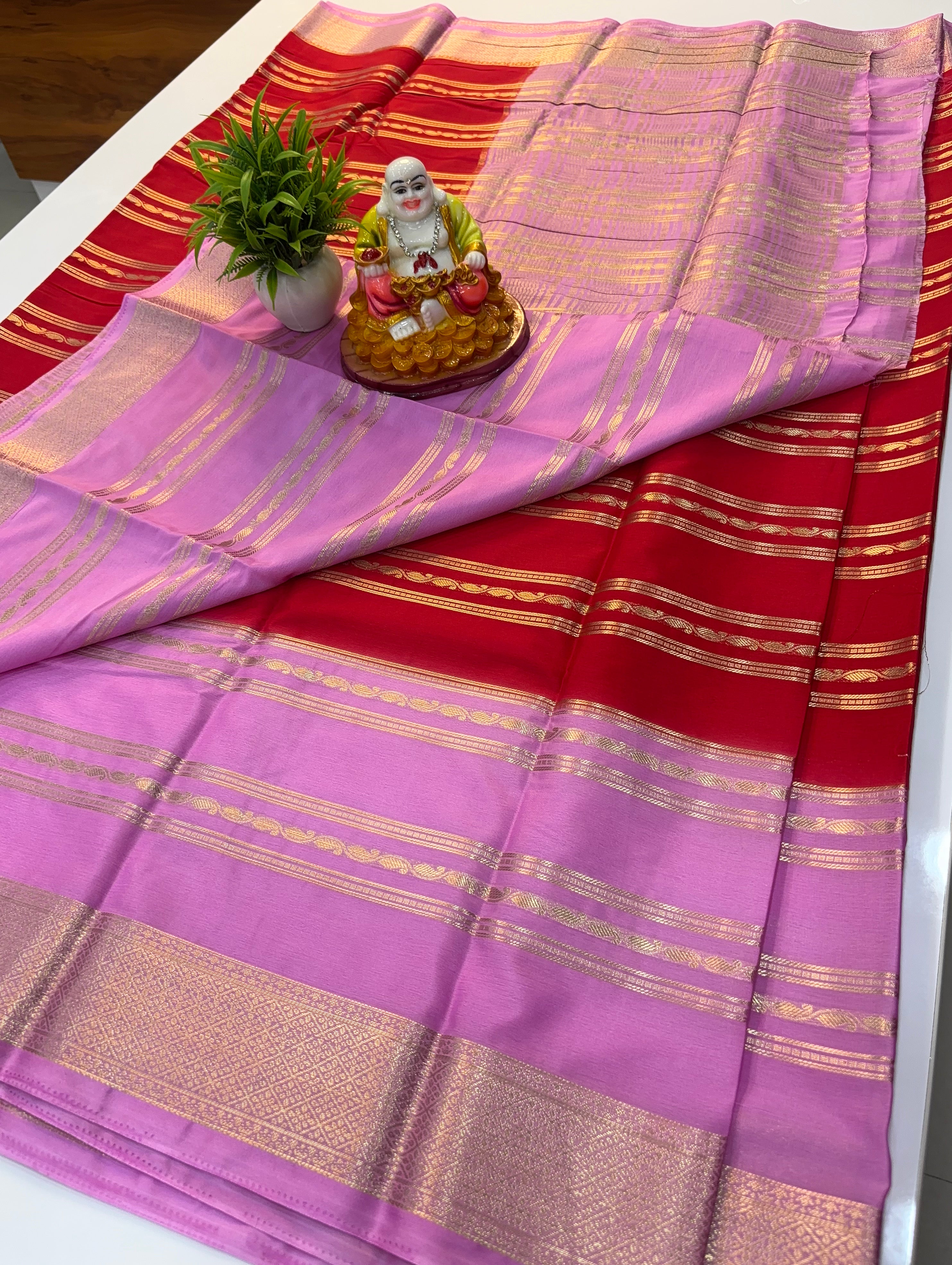 🌸 Premium Chiffon Saree with Elegant Stripes