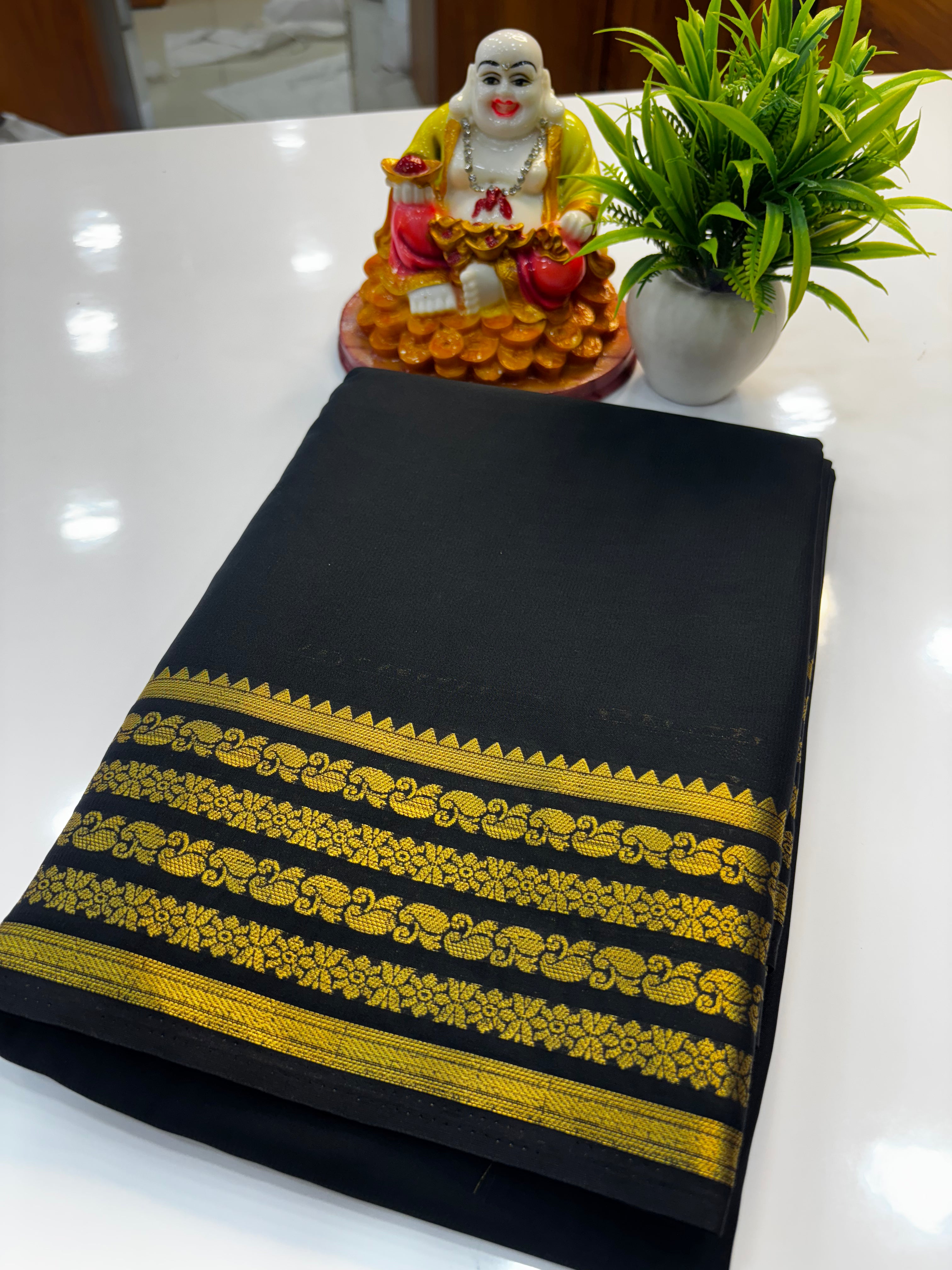 Mysore Crepe Silk Saree with Elegant Border