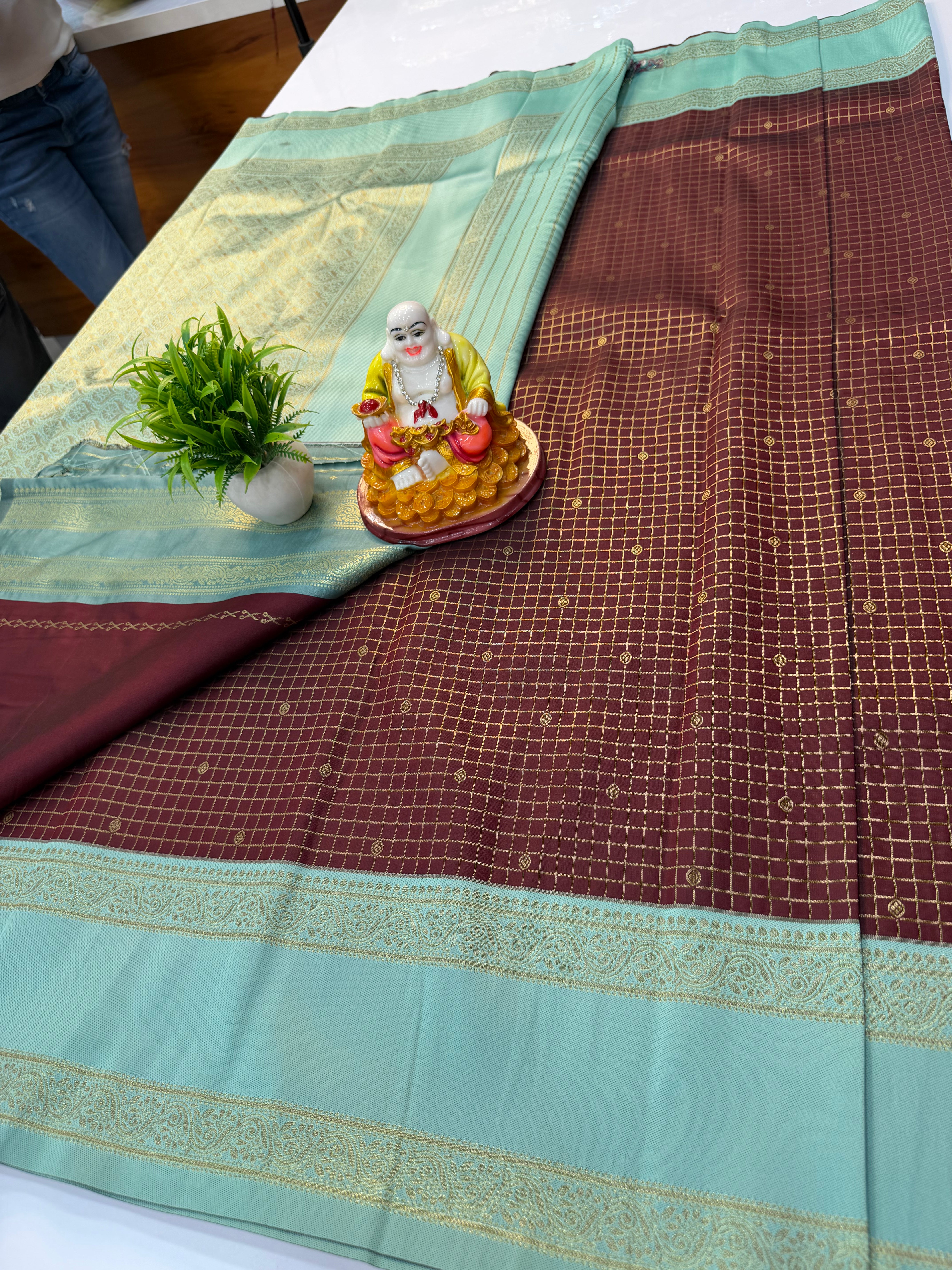 Semi Silk Saree with Checks & Buttas | Rich Pallu | Padmavathi Silks and Sarees…