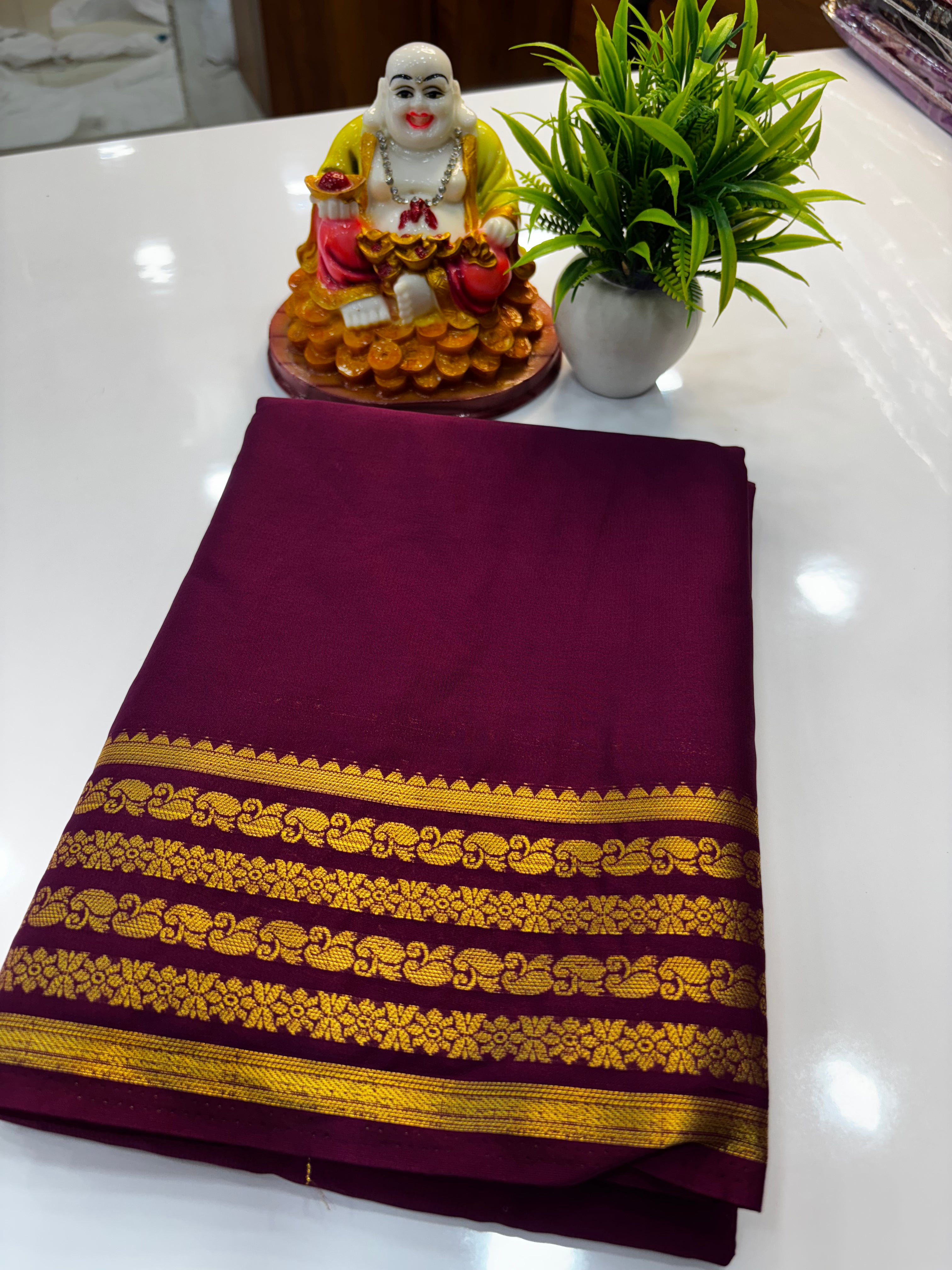 Mysore Crepe Silk Saree with Elegant Border