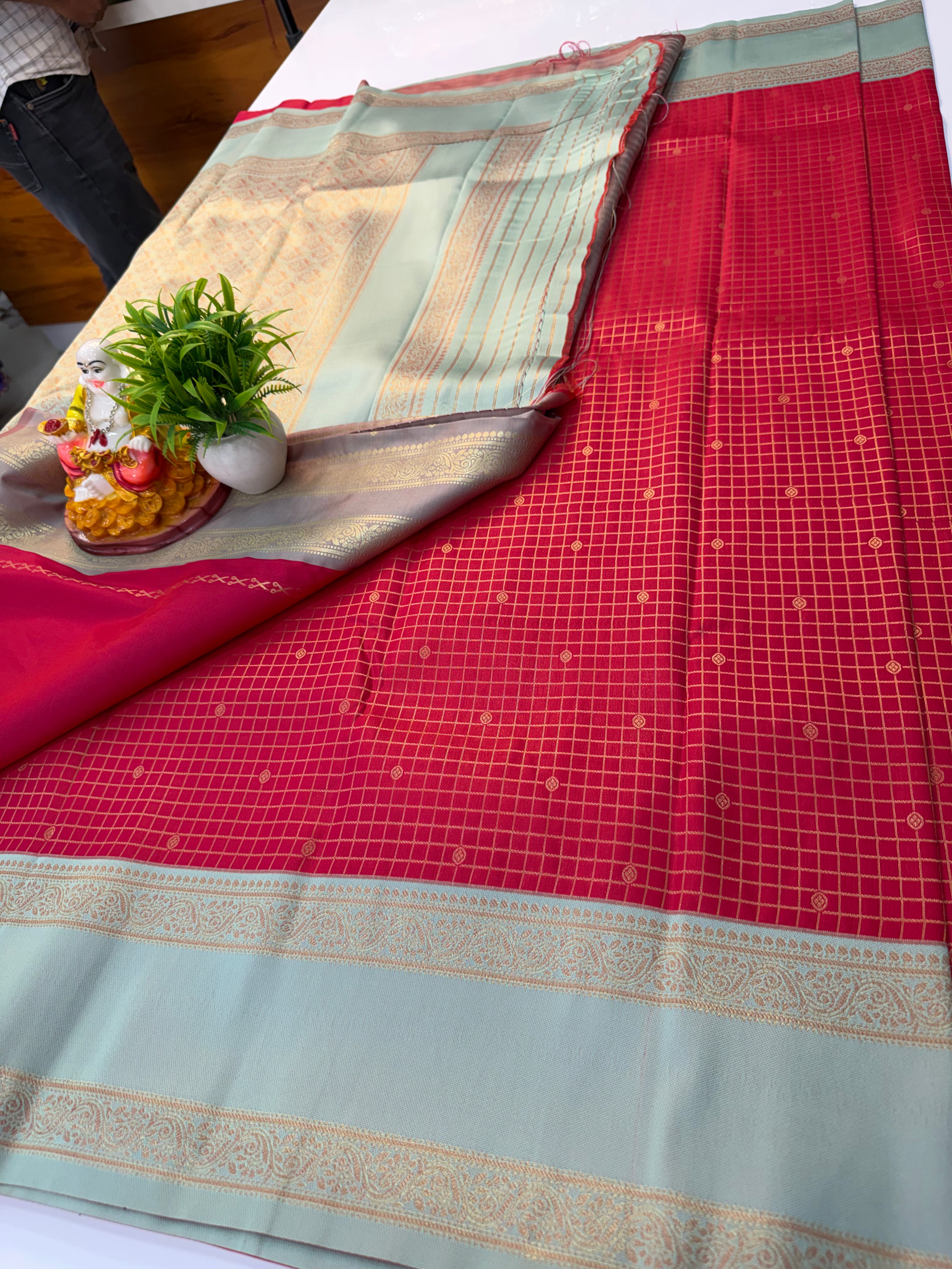 Semi Silk Saree with Checks & Buttas | Rich Pallu | Padmavathi Silks and Sarees…