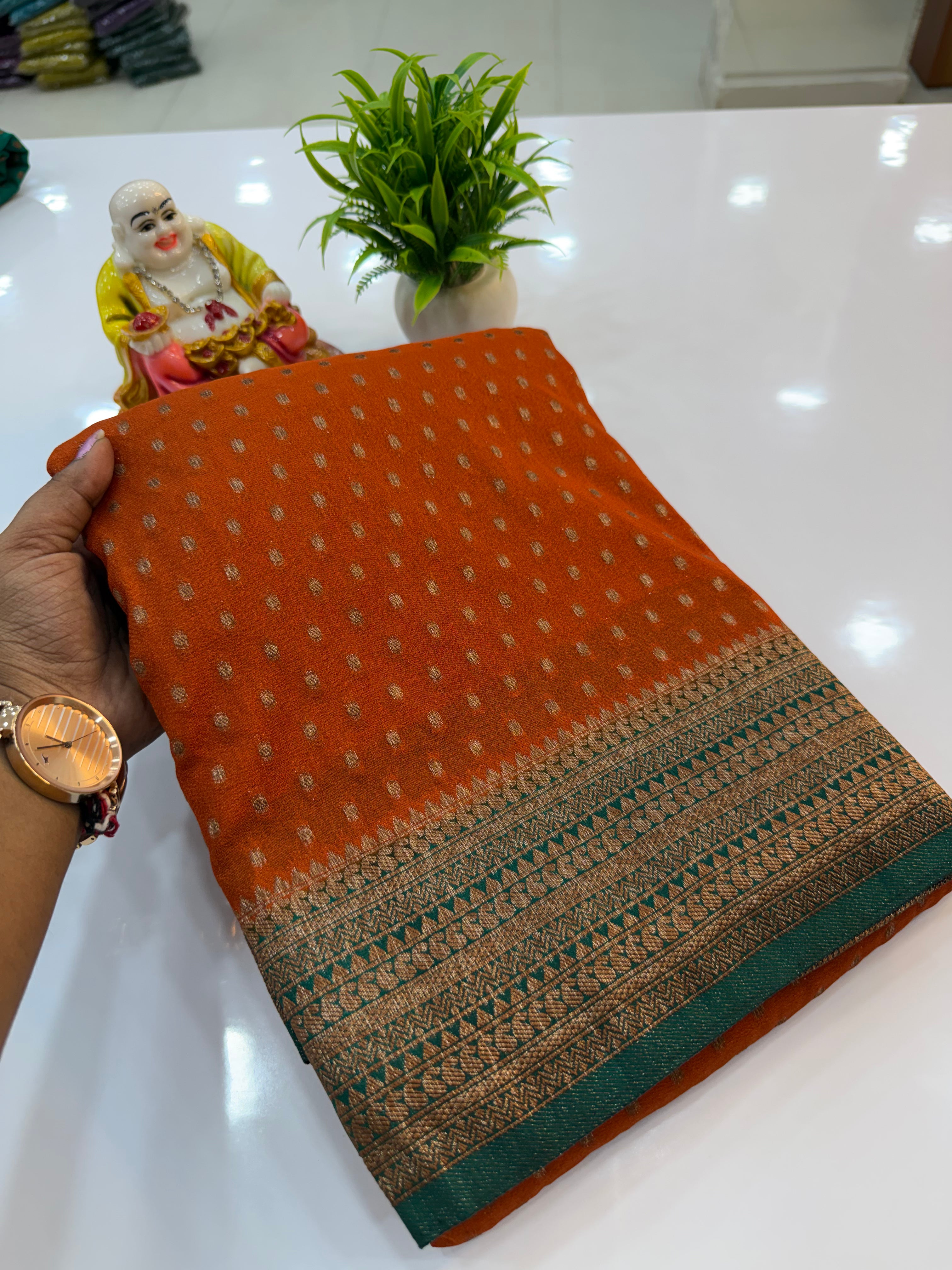 Premium Georgette Saree with Elegant Buttas & Rich Pallu | Padmavathi Silks and Sarees
