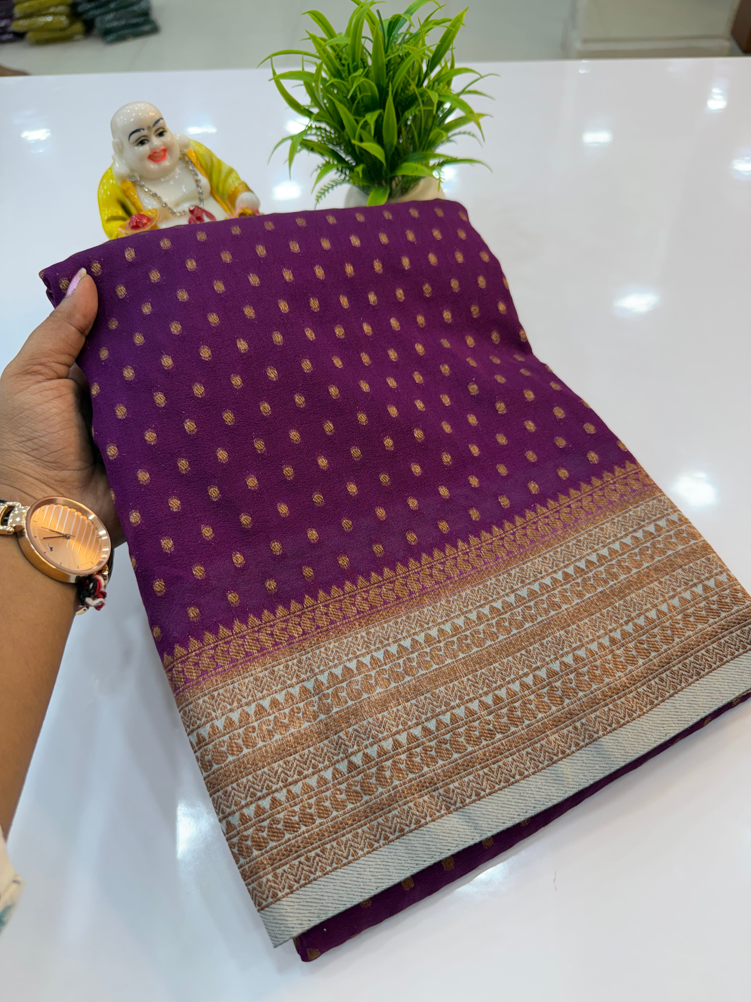Premium Georgette Saree with Elegant Buttas & Rich Pallu | Padmavathi Silks and Sarees