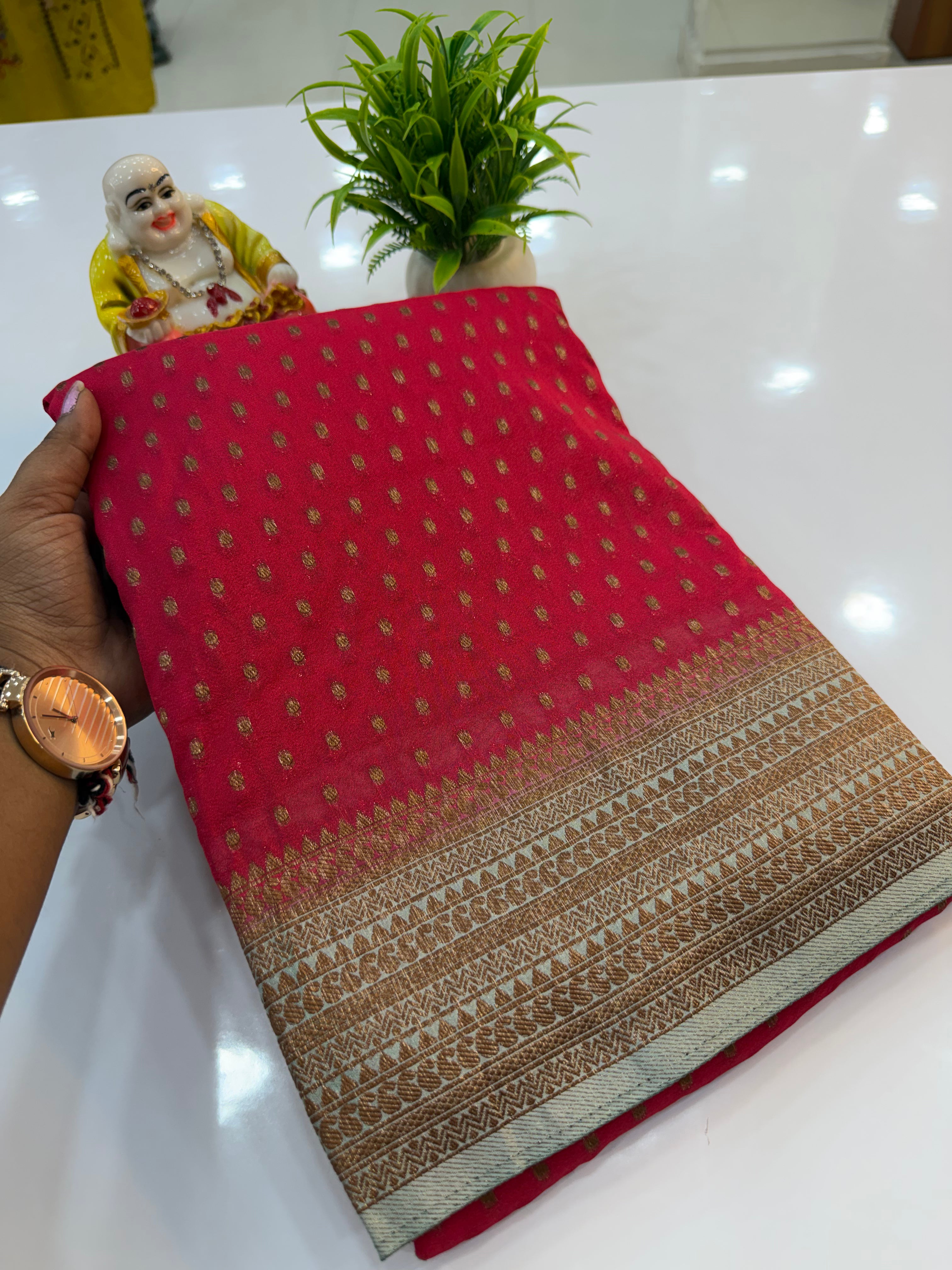 Premium Georgette Saree with Elegant Buttas & Rich Pallu | Padmavathi Silks and Sarees