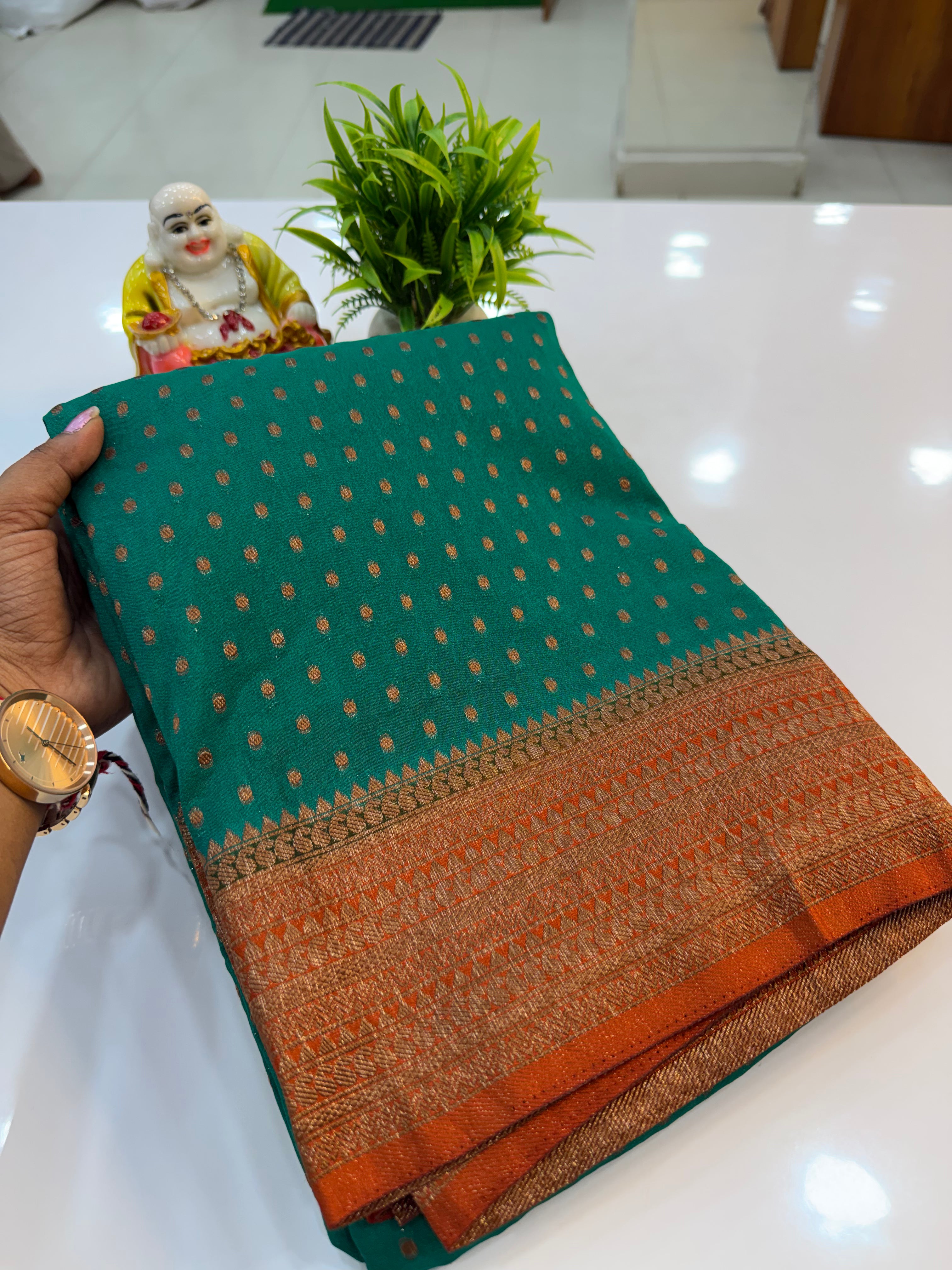Premium Georgette Saree with Elegant Buttas & Rich Pallu | Padmavathi Silks and Sarees