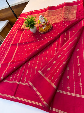Premium Gajji Silk Saree with Stripes, Rich Pallu & Butta Blouse