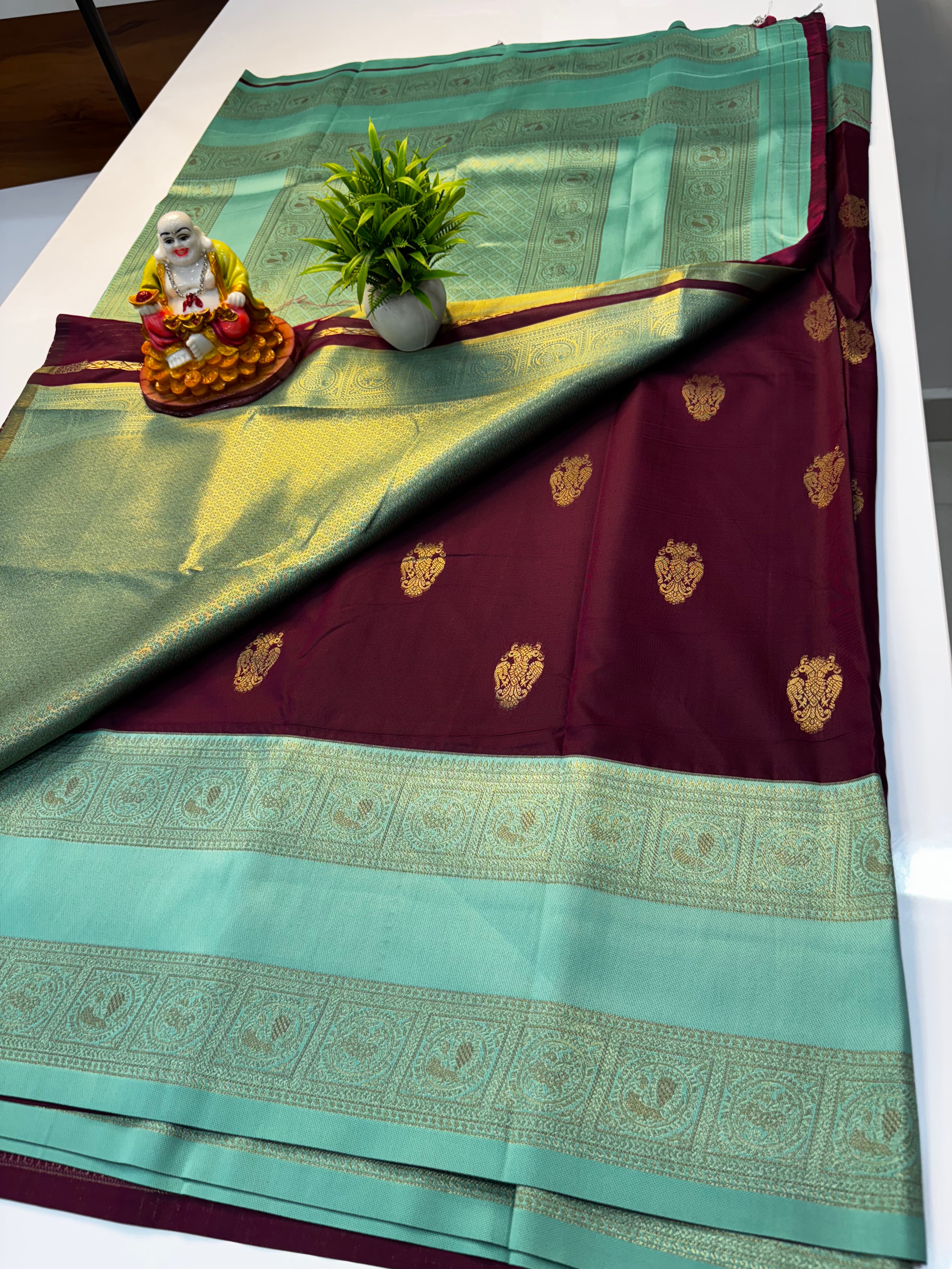 Premium Semi Silk Saree with Ganda Berunda Design & Rich Pallu