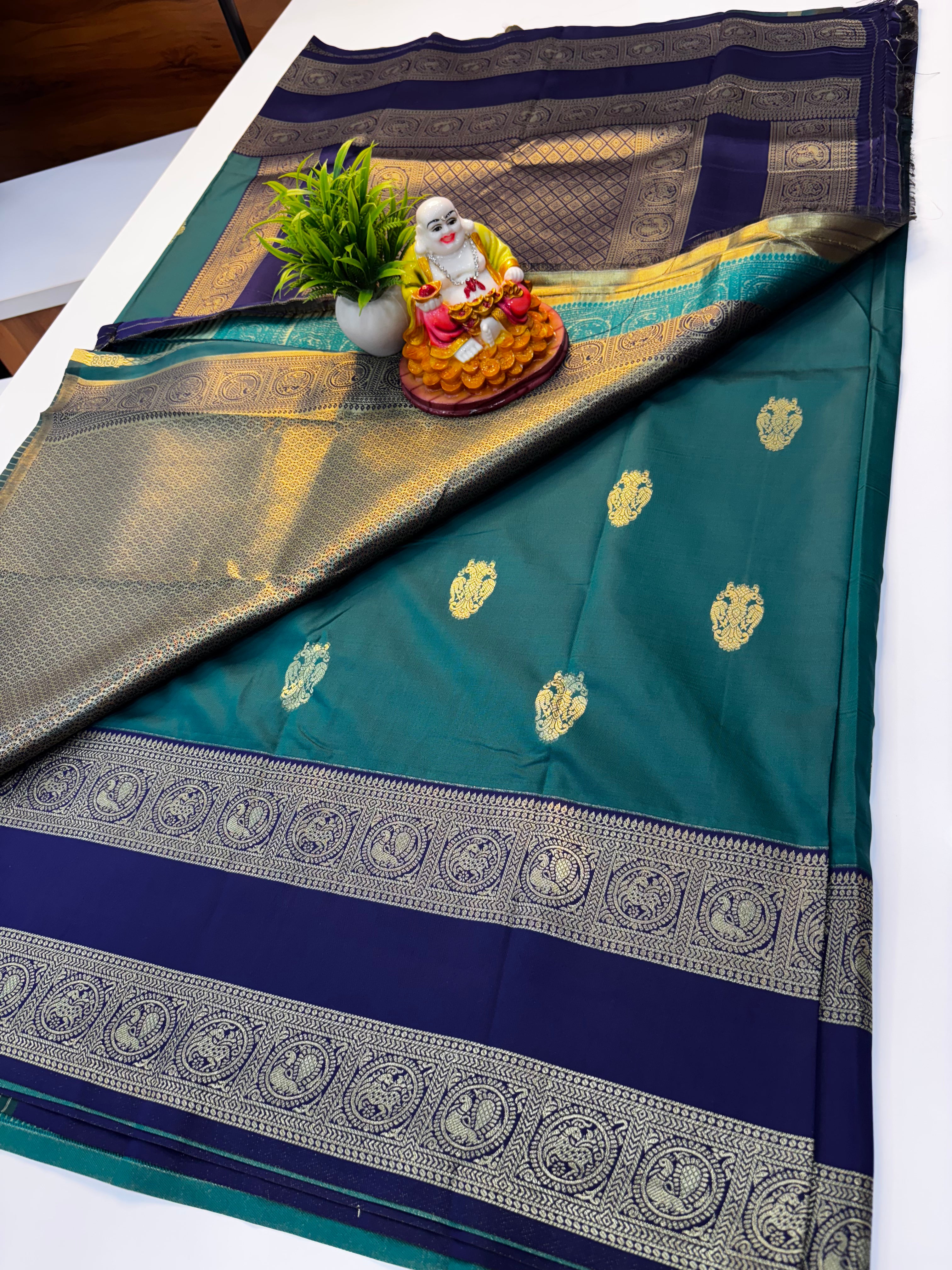 Premium Semi Silk Saree with Ganda Berunda Design & Rich Pallu