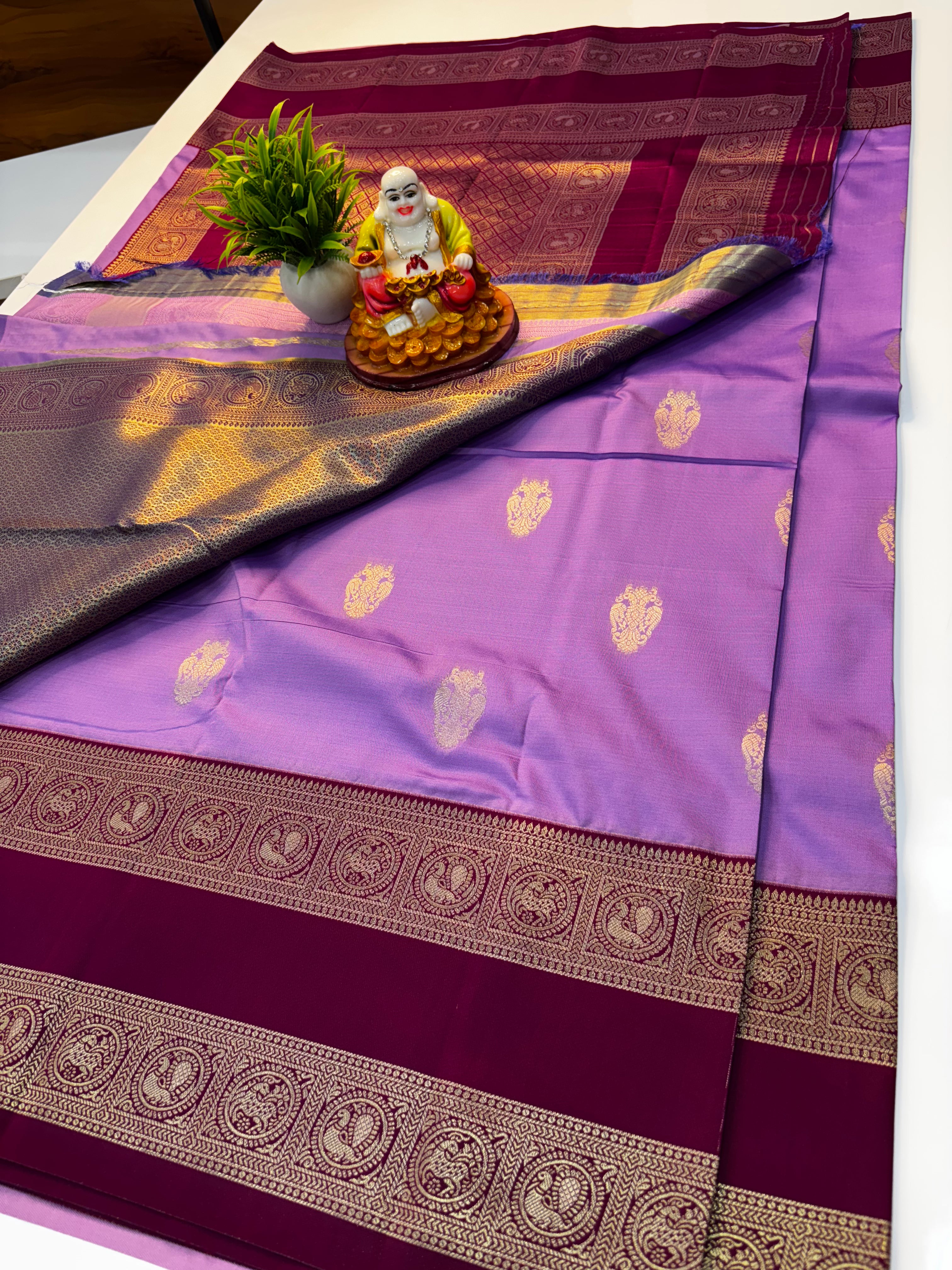 Premium Semi Silk Saree with Ganda Berunda Design & Rich Pallu