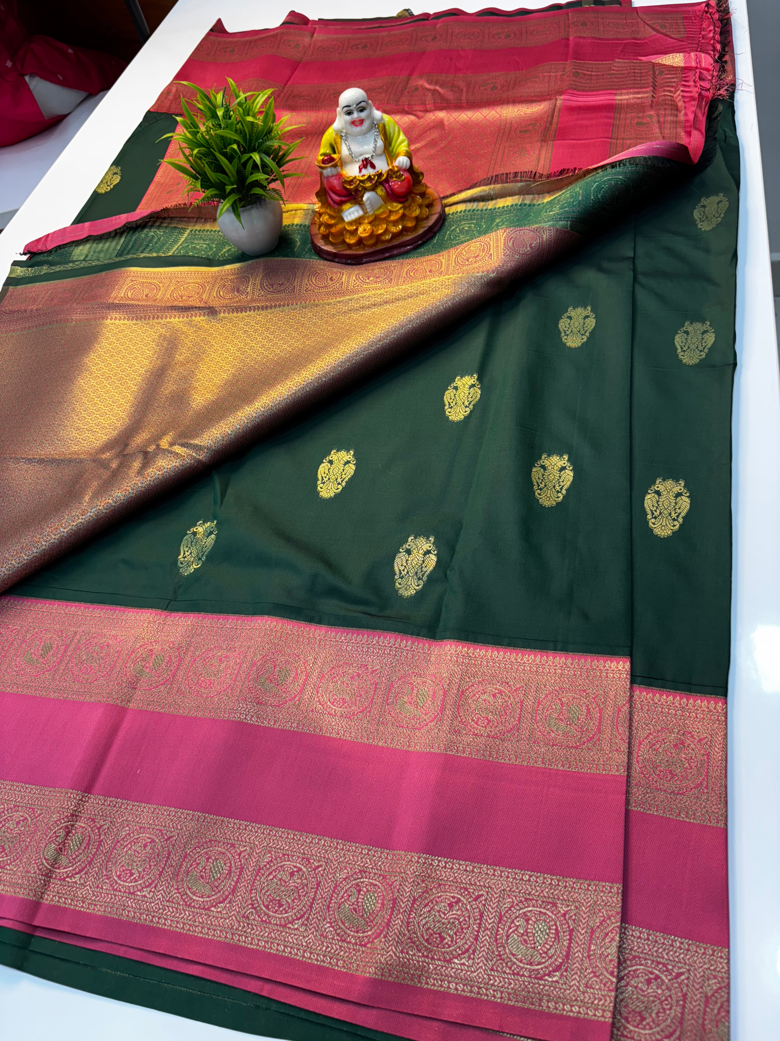 Premium Semi Silk Saree with Ganda Berunda Design & Rich Pallu
