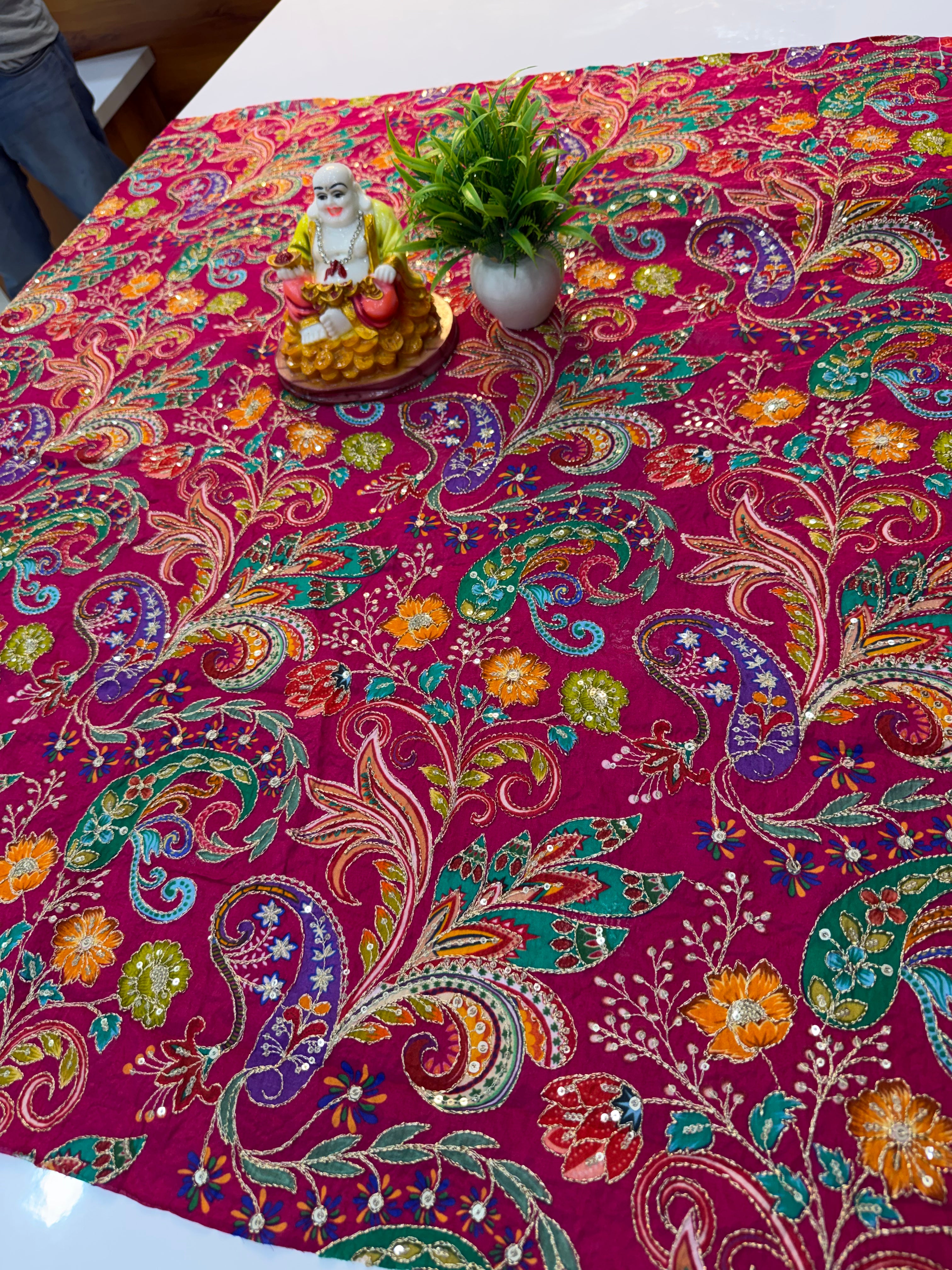 Premium Natural Crepe Kalamkari Blouse Piece – Padmavathi Silks & Sarees
