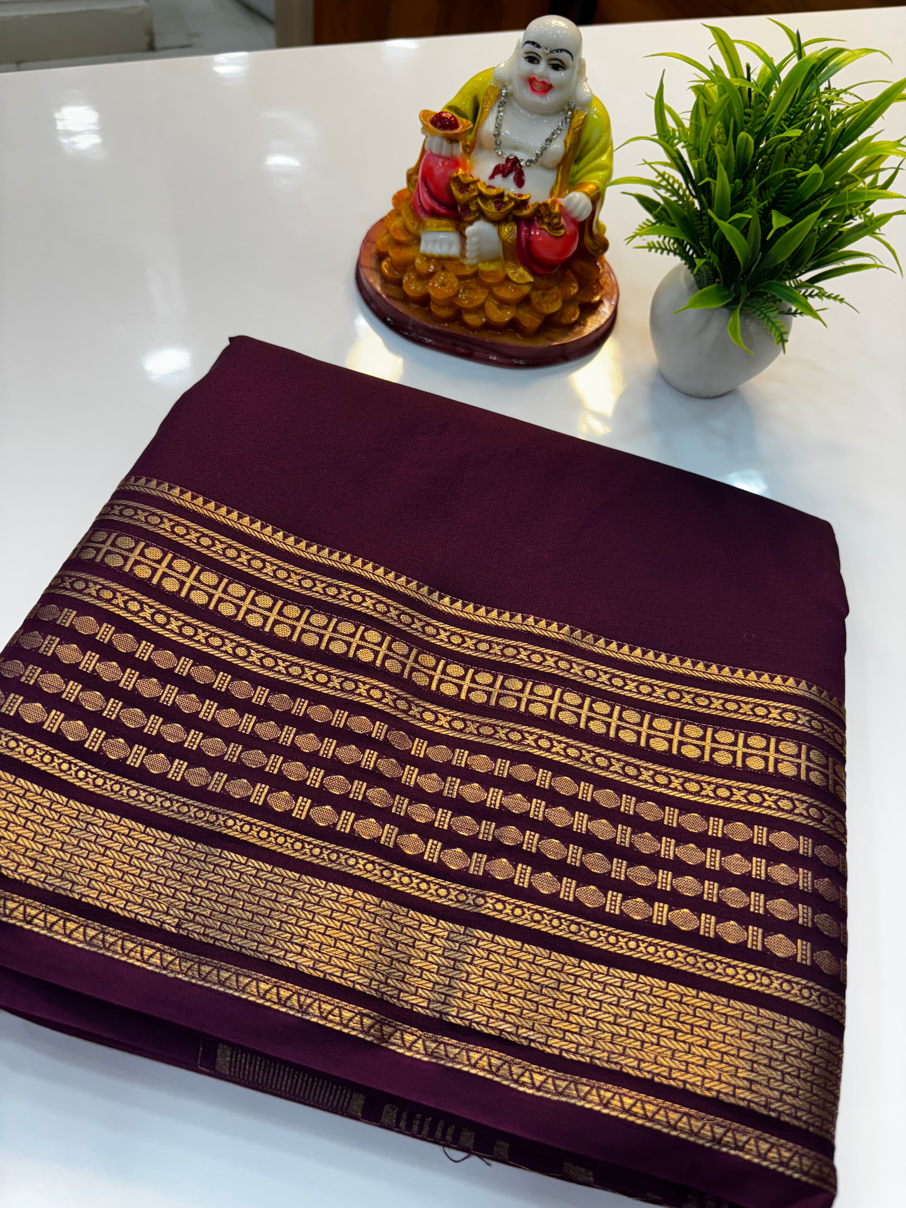 Mysore Crepe Silk Saree with Rudrakshi Border | Padmavathi Silks and Sarees