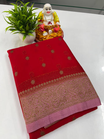 Premium Chiffon Saree with Beautiful Buttas & Rich Pallu