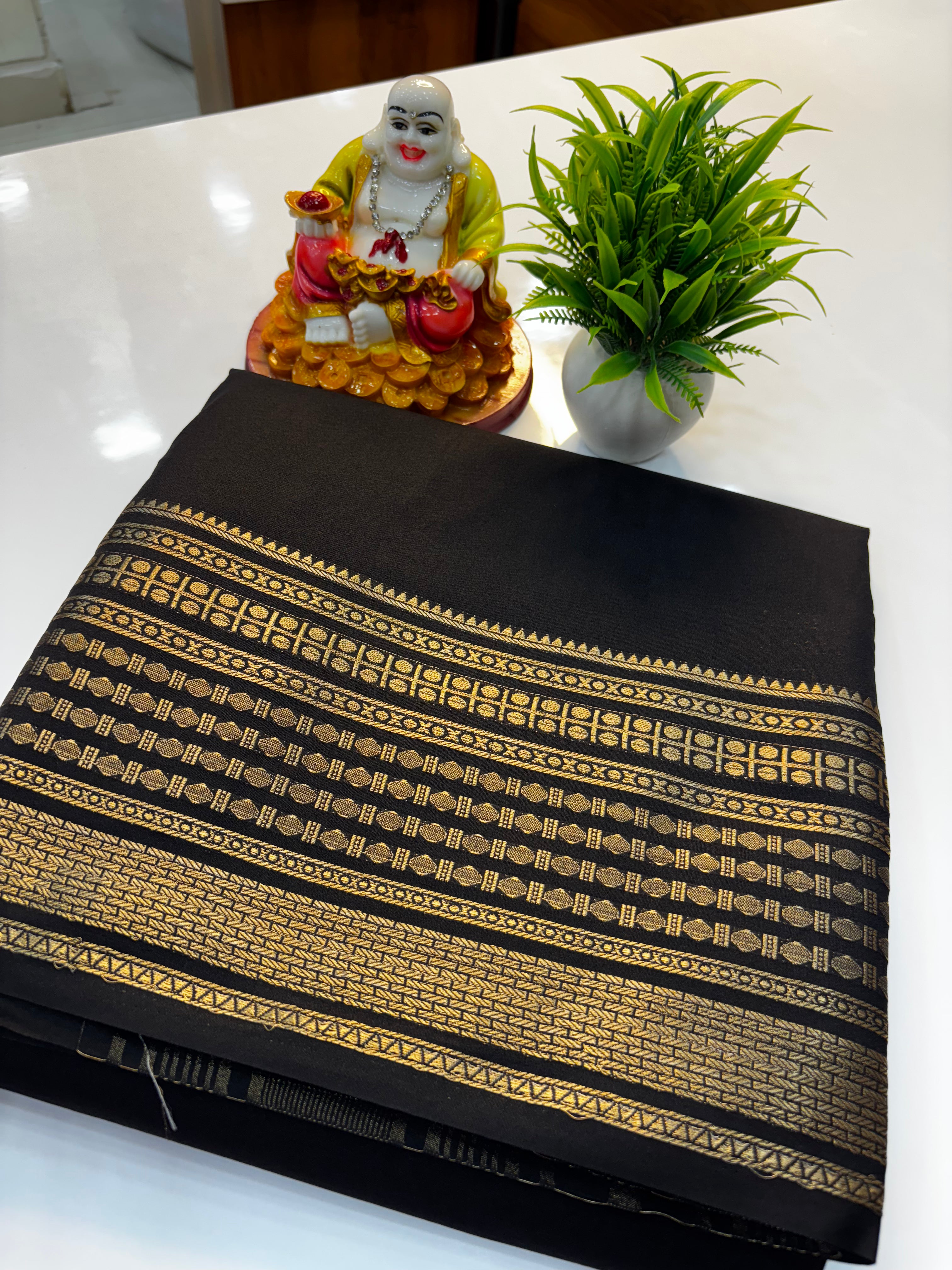 Mysore Crepe Silk Saree with Rudrakshi Border | Padmavathi Silks and Sarees