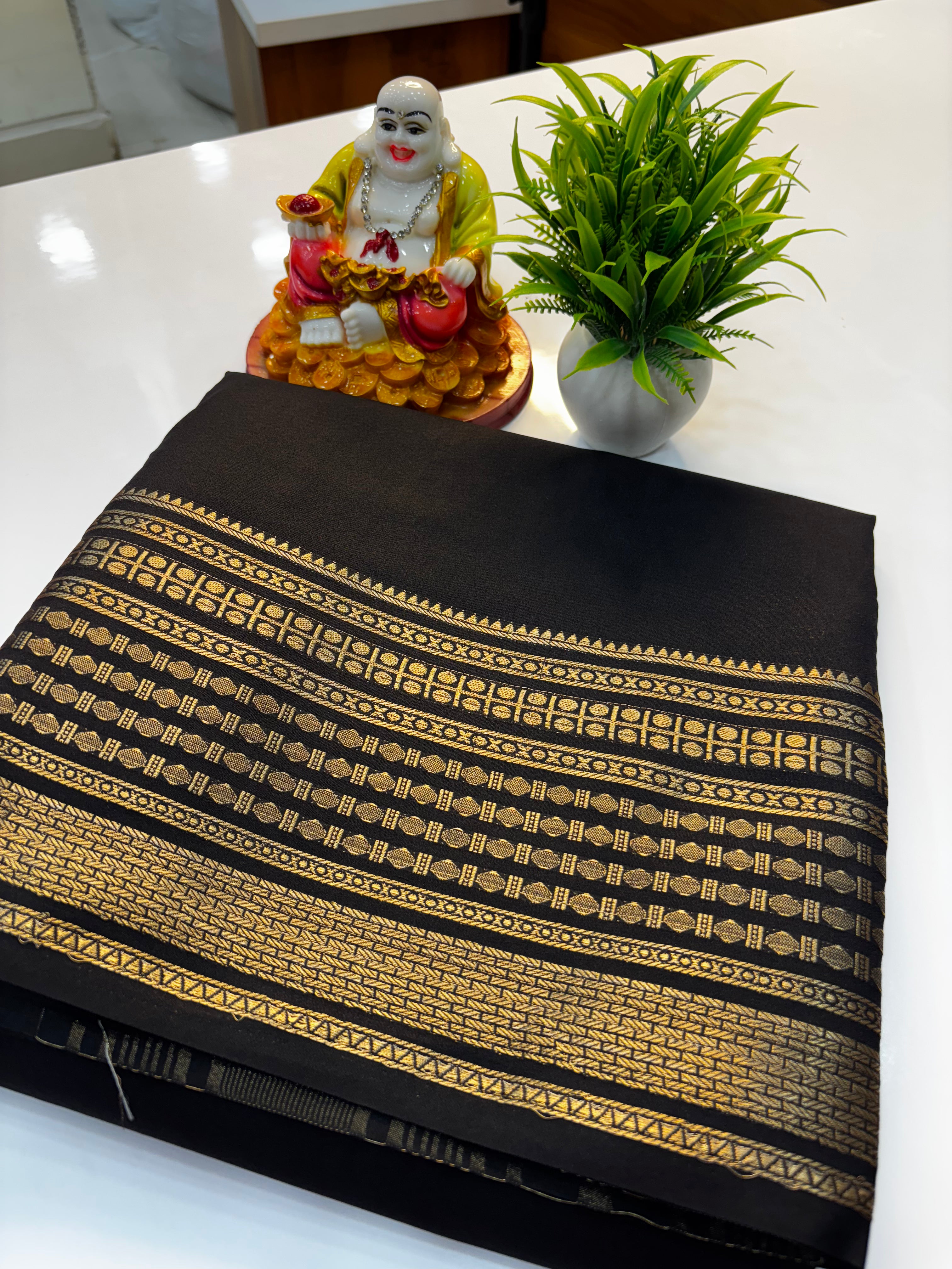 Mysore Crepe Silk Saree with Rudrakshi Border | Padmavathi Silks and Sarees