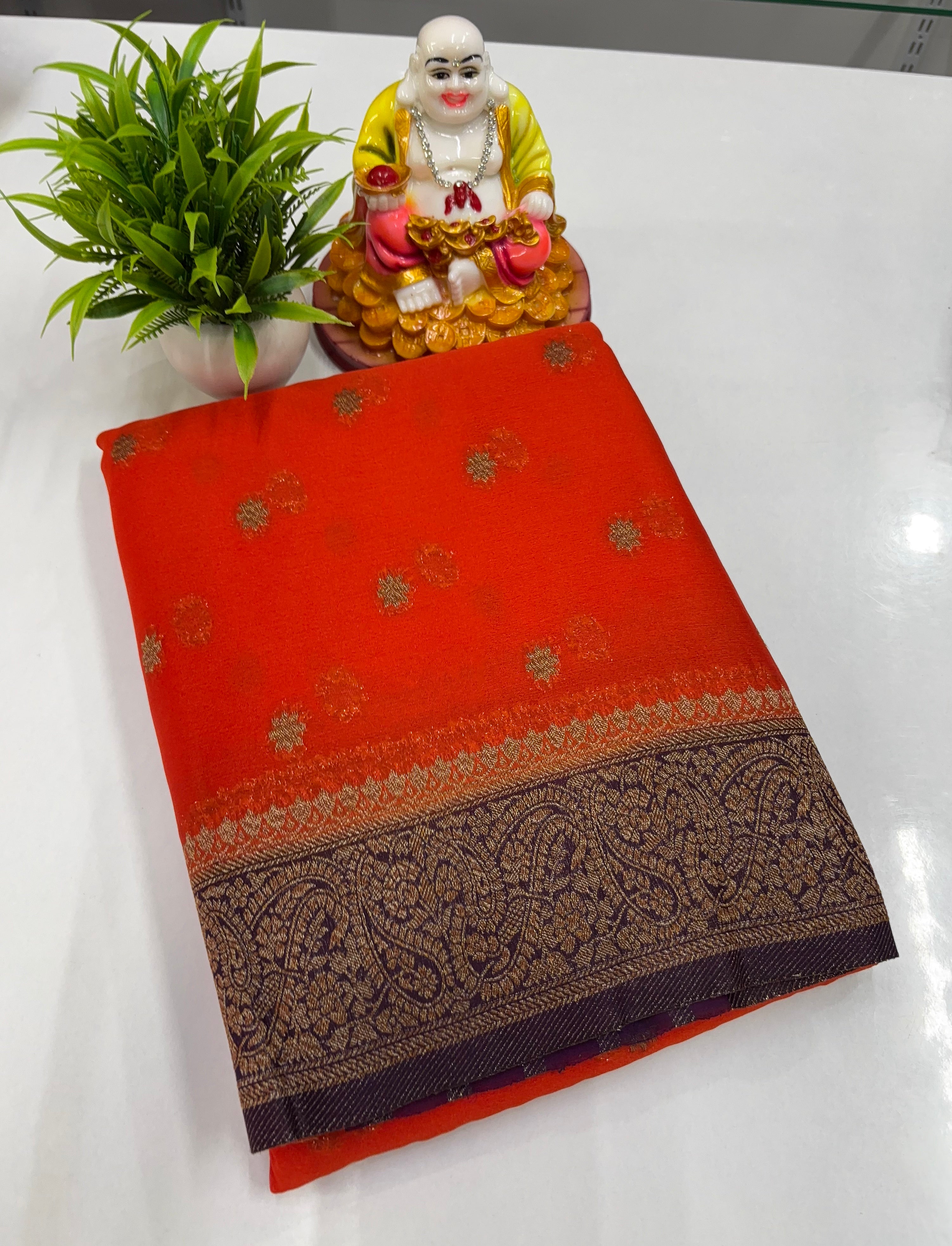 Premium Chiffon Saree with Beautiful Buttas & Rich Pallu