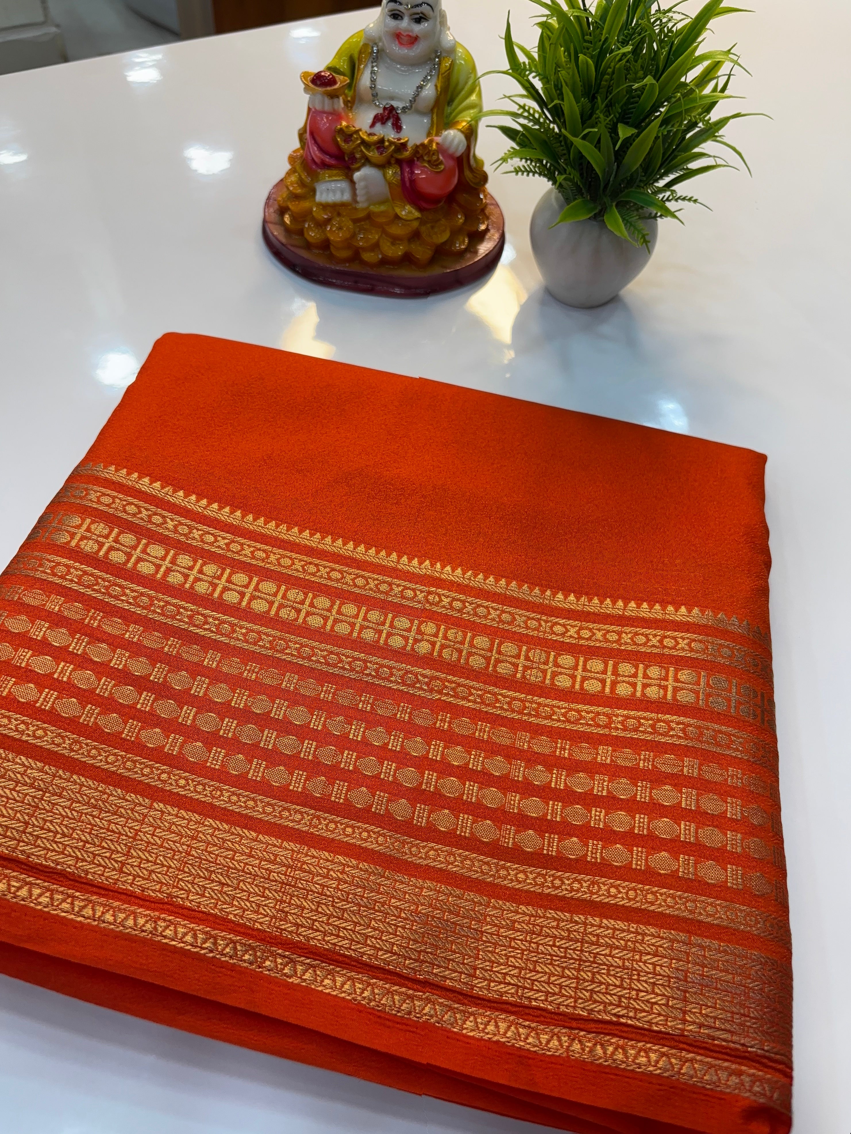 Mysore Crepe Silk Saree with Rudrakshi Border | Padmavathi Silks and Sarees