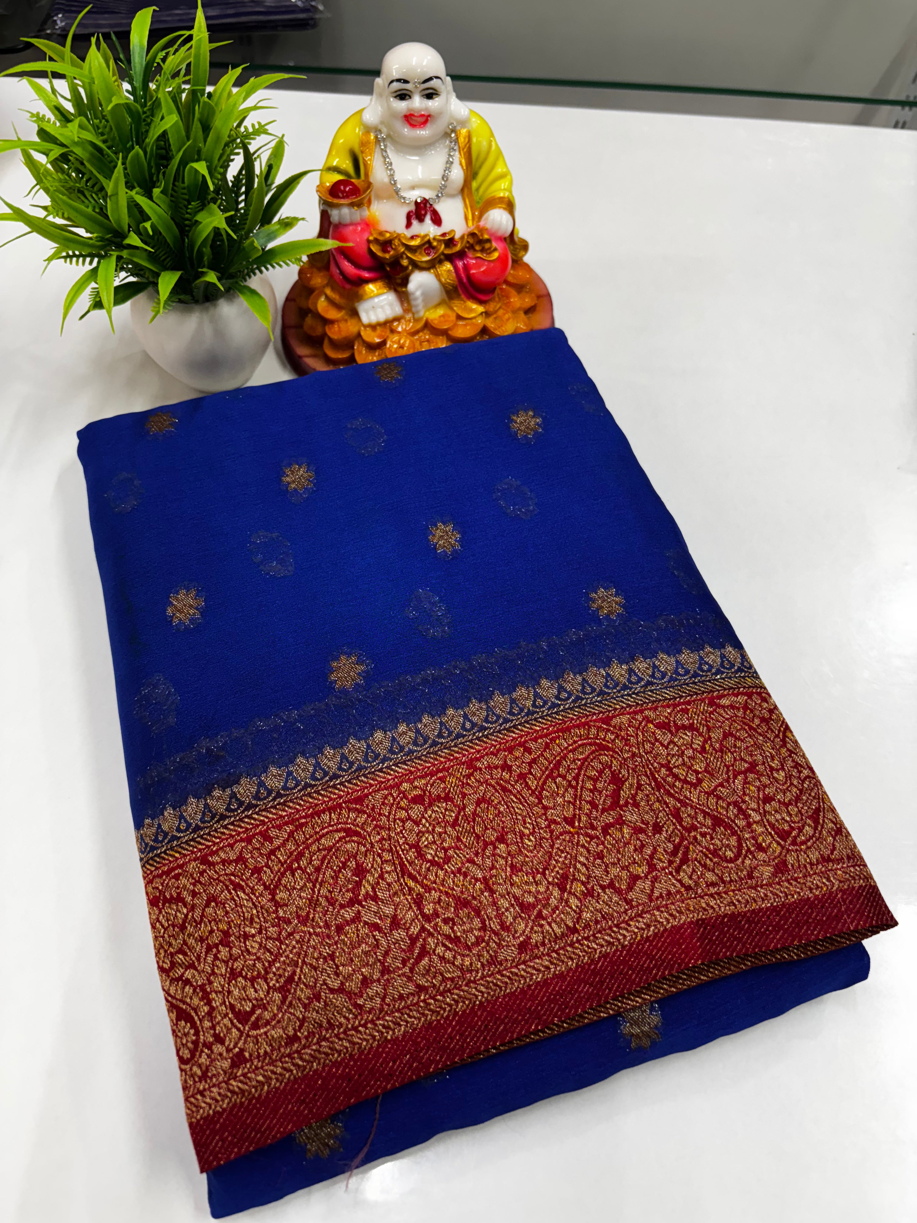 Premium Chiffon Saree with Beautiful Buttas & Rich Pallu