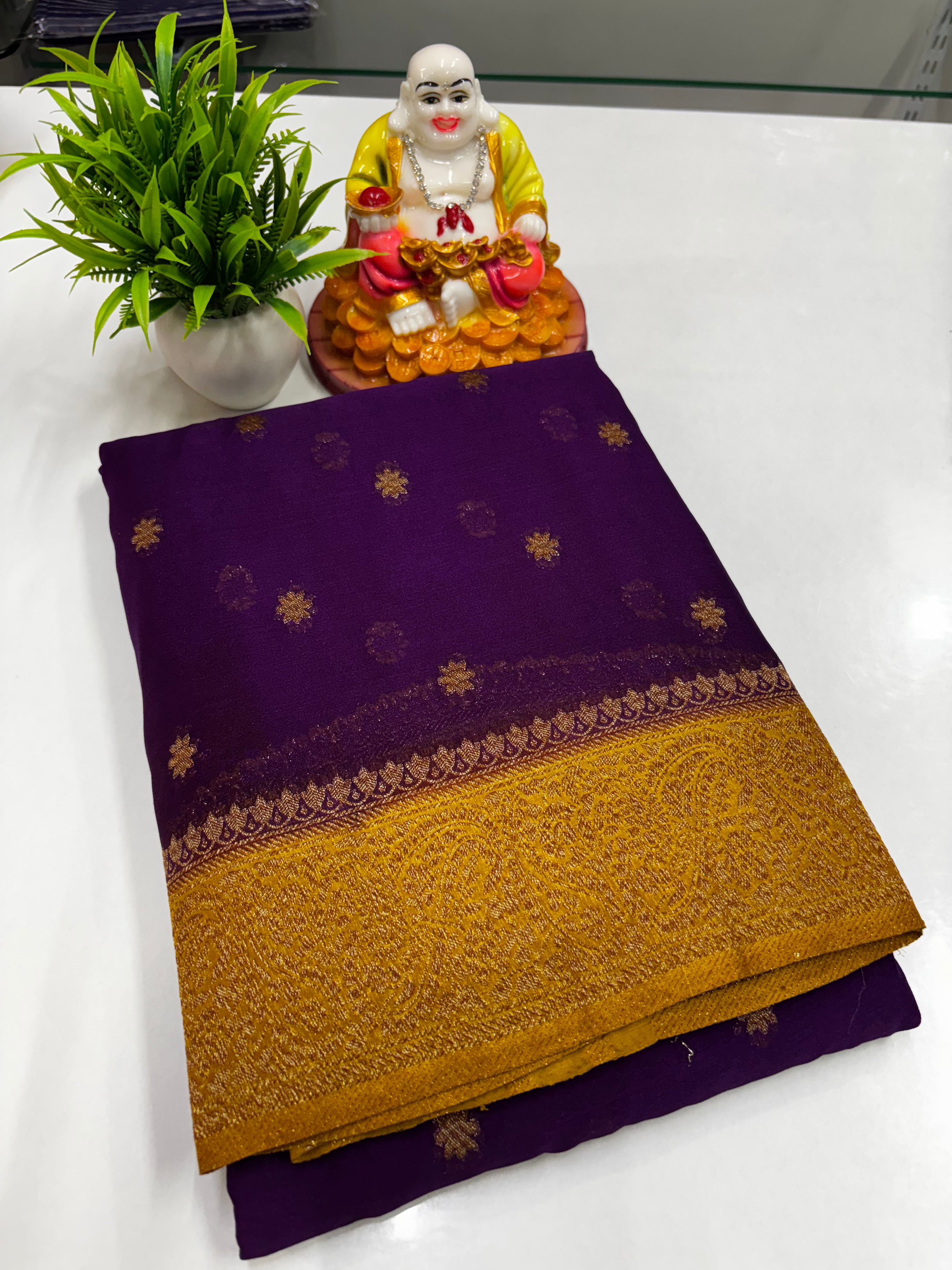 Premium Chiffon Saree with Beautiful Buttas & Rich Pallu