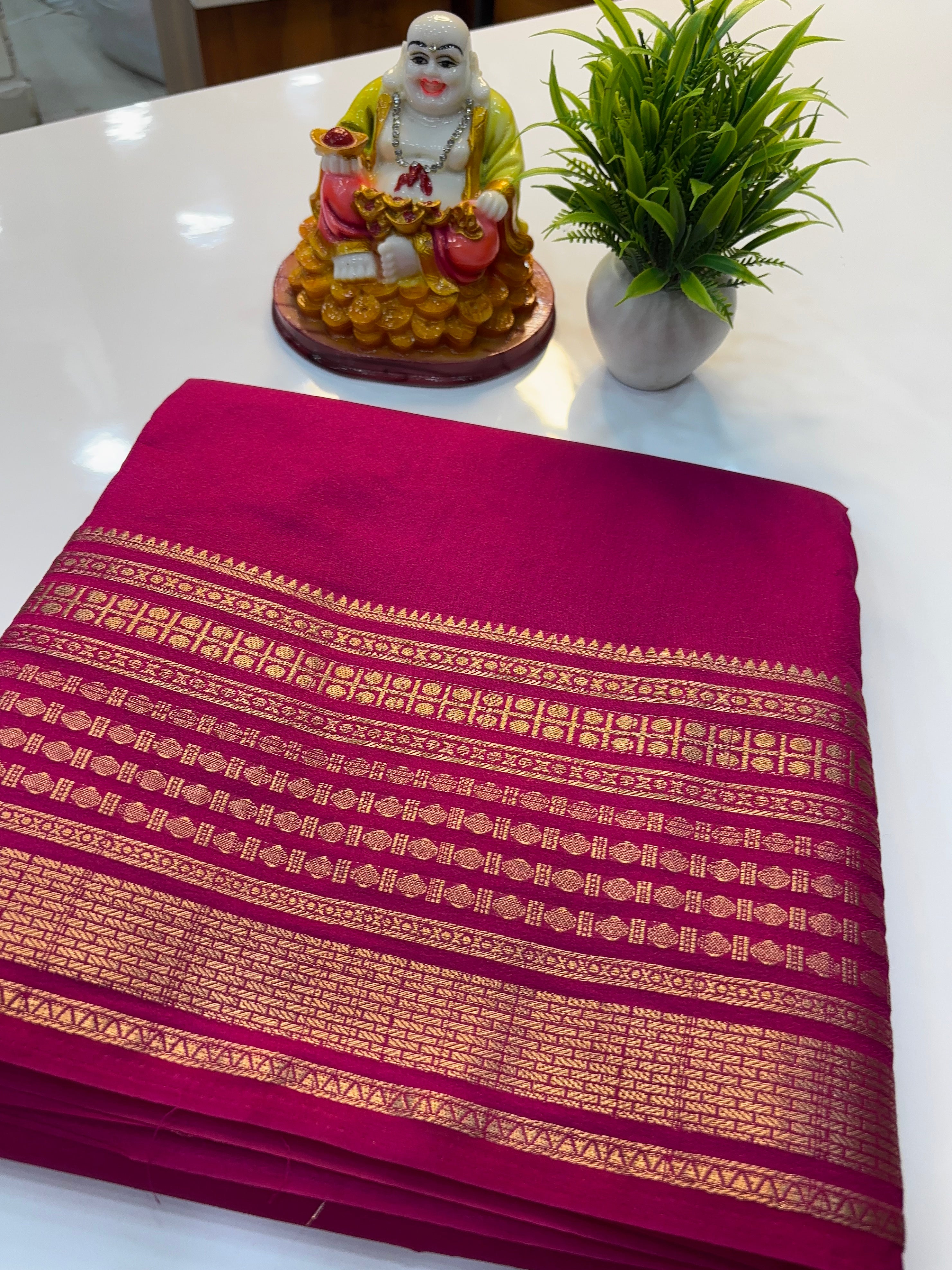 Mysore Crepe Silk Saree with Rudrakshi Border | Padmavathi Silks and Sarees
