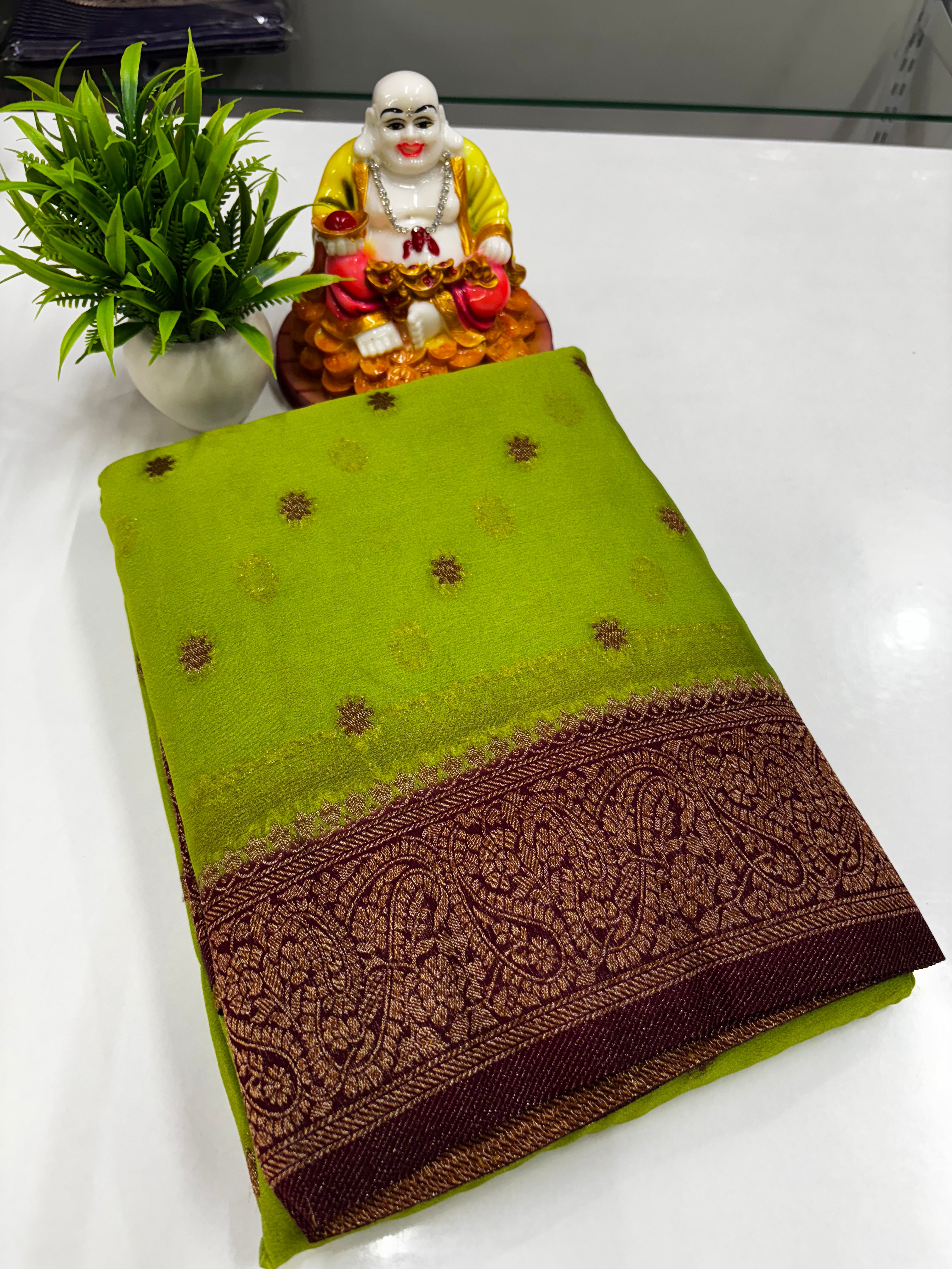 Premium Chiffon Saree with Beautiful Buttas & Rich Pallu